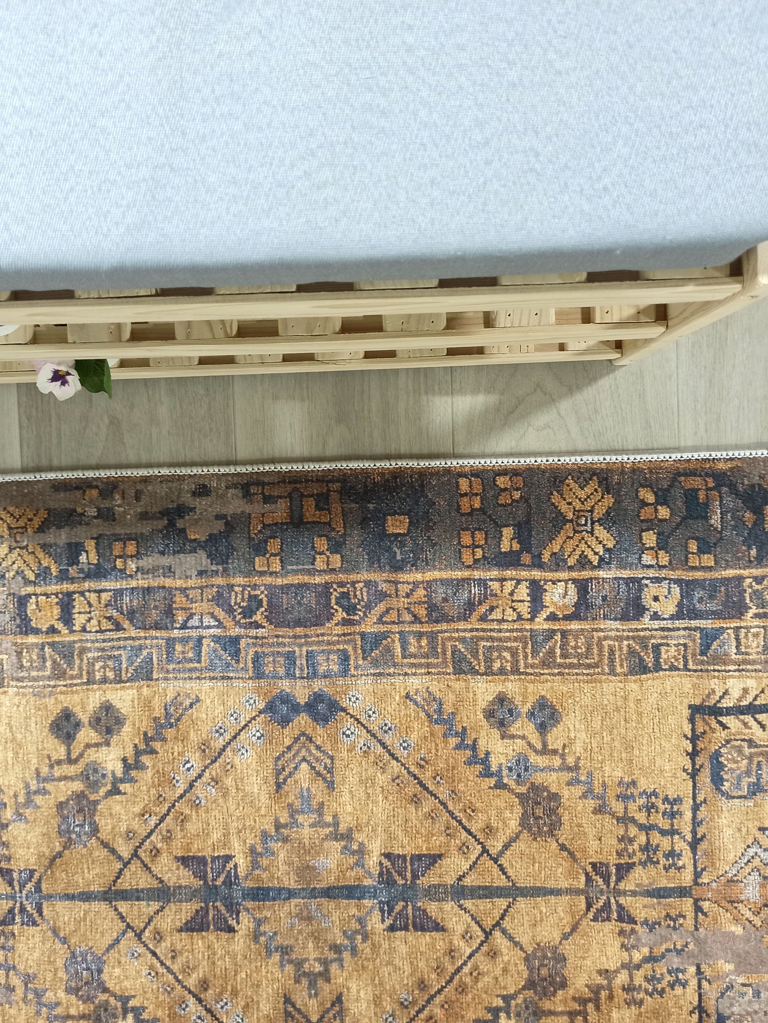 Persian Style Brown Yellow Vintage Design Farmhouse Rug