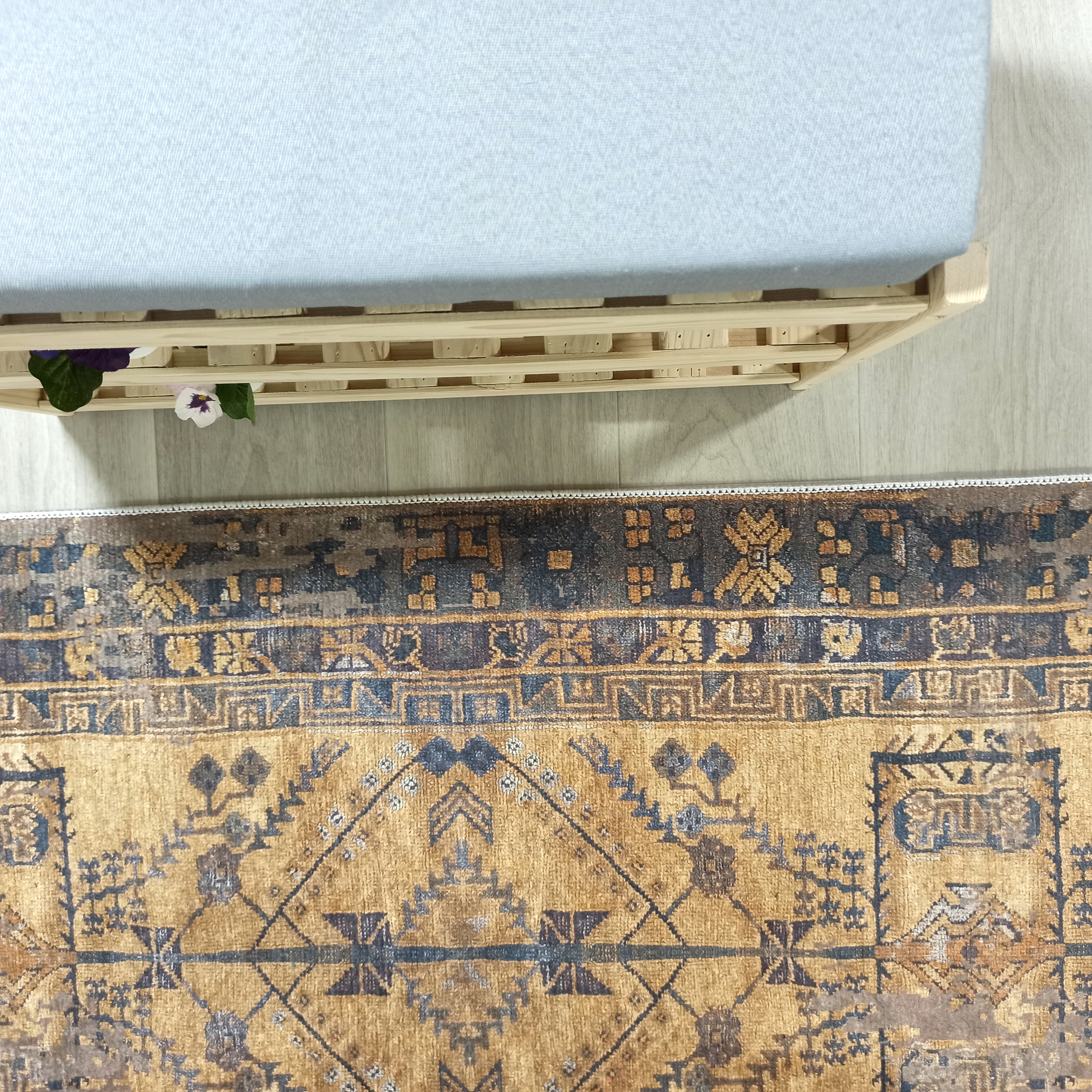 Persian Style Brown Yellow Vintage Design Farmhouse Rug