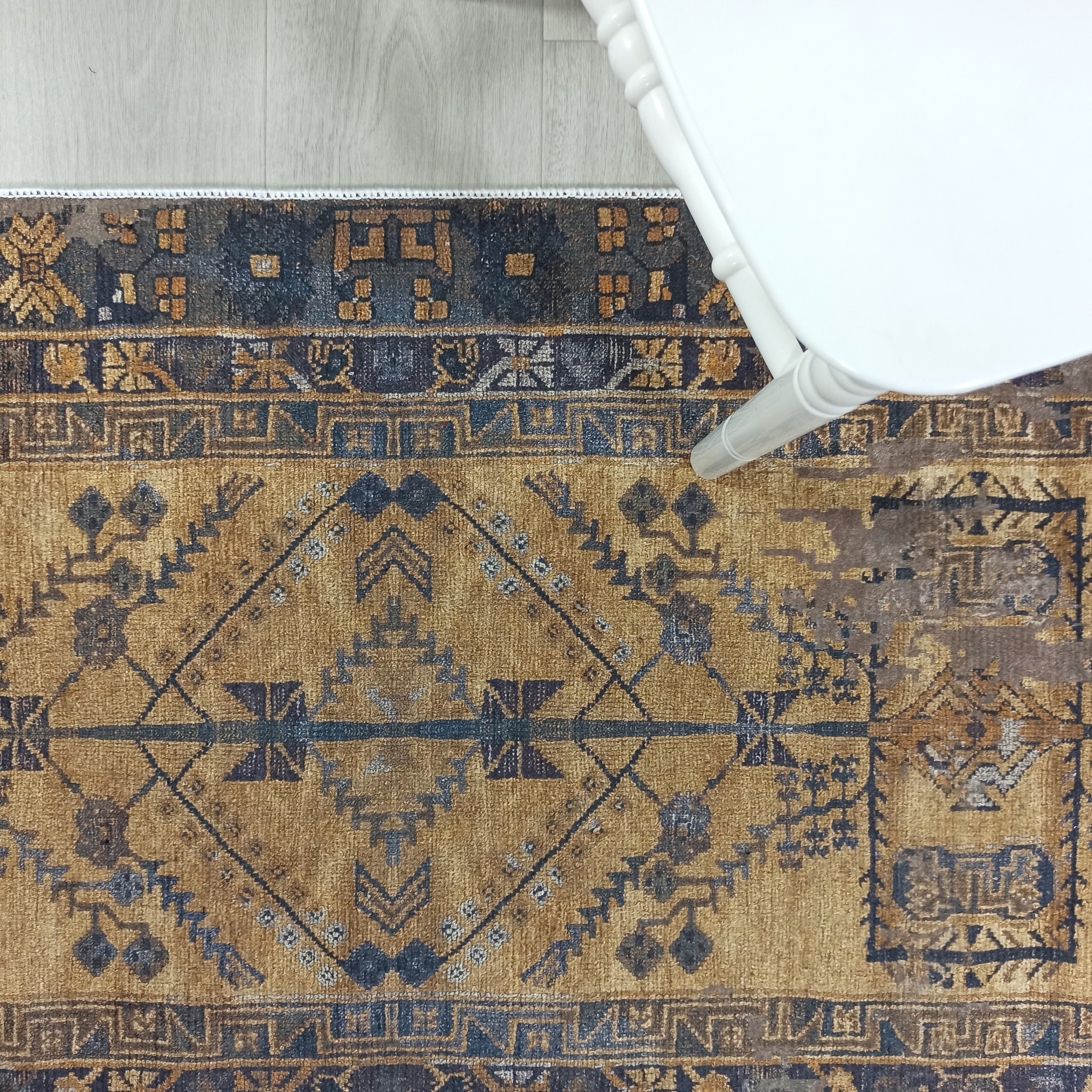 Persian Style Brown Yellow Vintage Design Farmhouse Rug