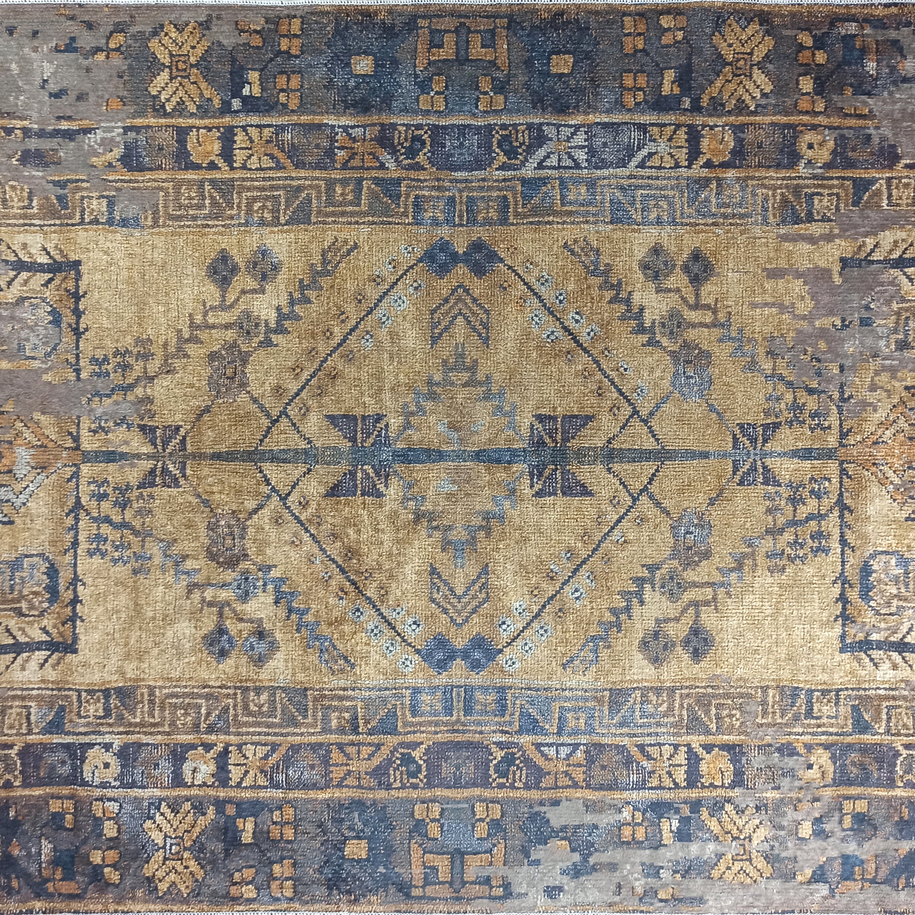 Persian Style Brown Yellow Vintage Design Farmhouse Rug