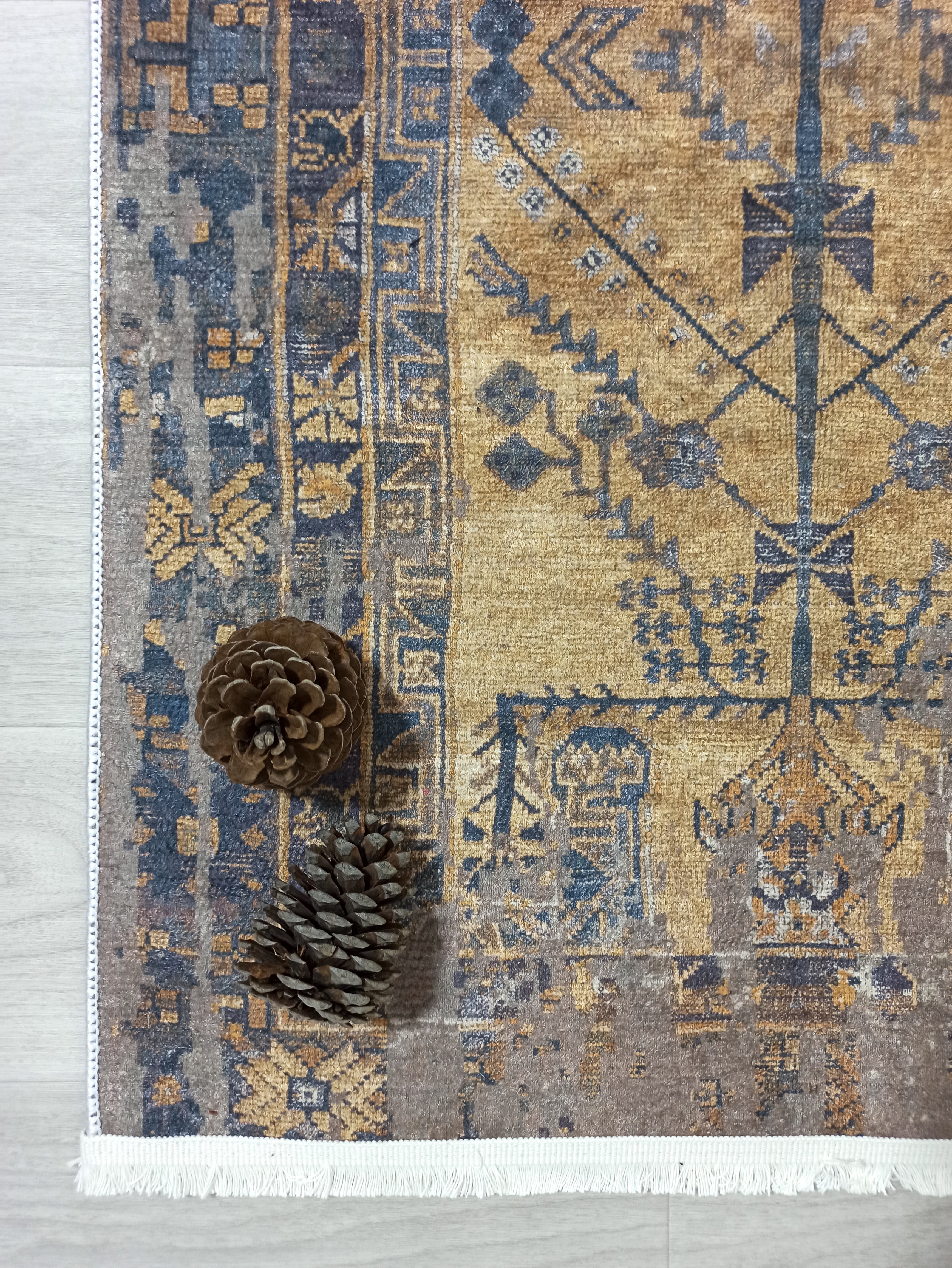 Persian Style Brown Yellow Vintage Design Farmhouse Rug