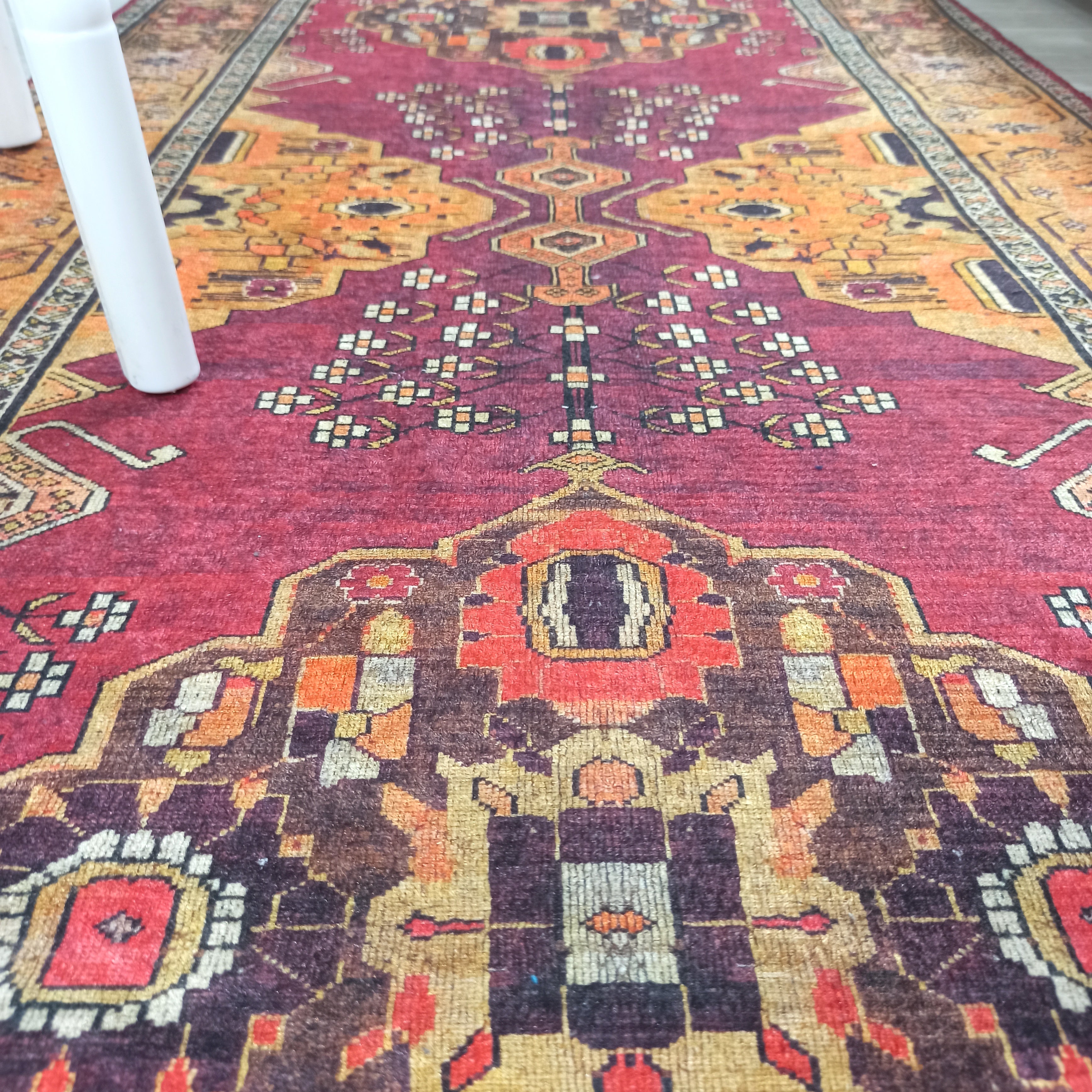 Turkish Oushak Dark Red Beige Rug