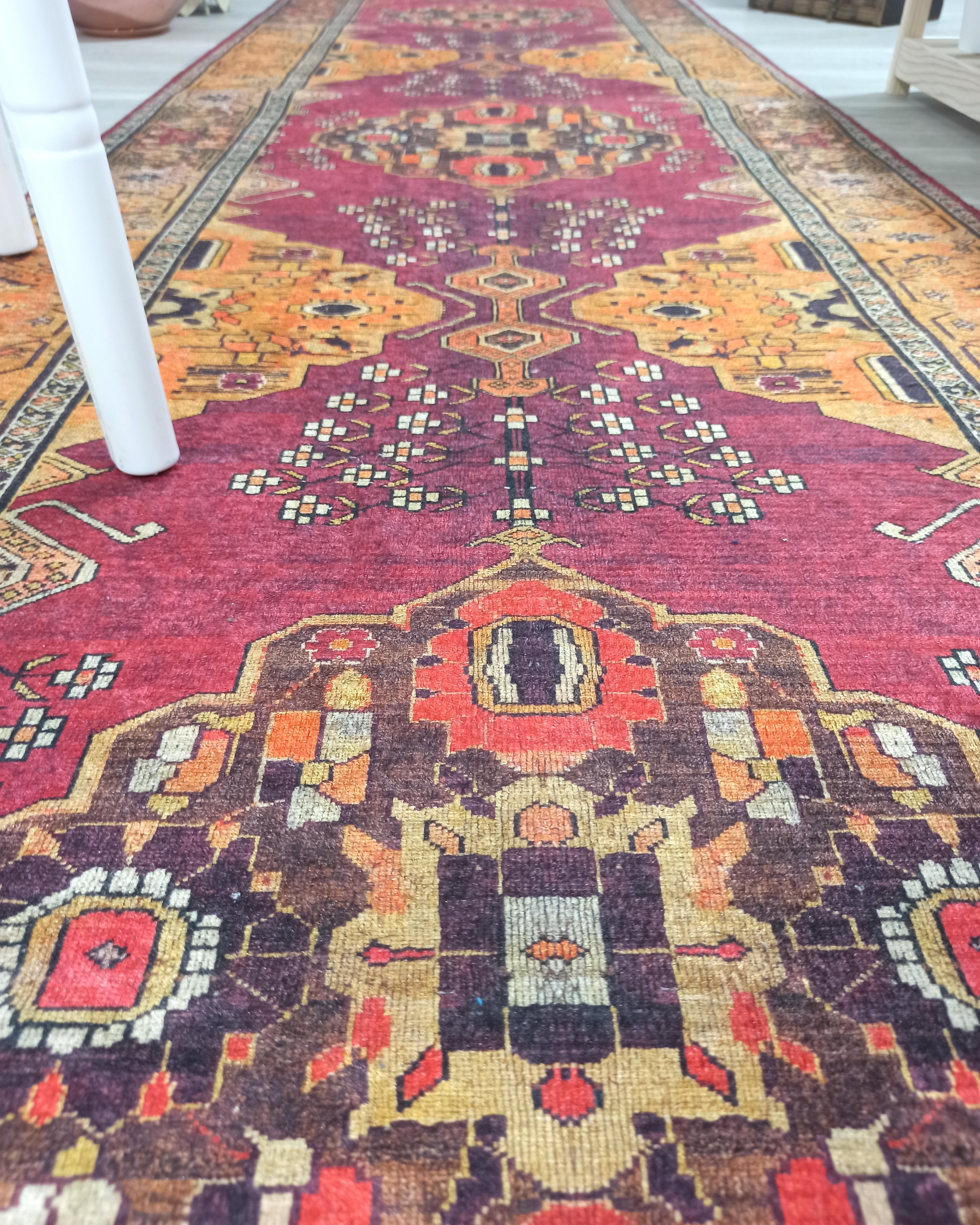 Turkish Oushak Dark Red Beige Rug