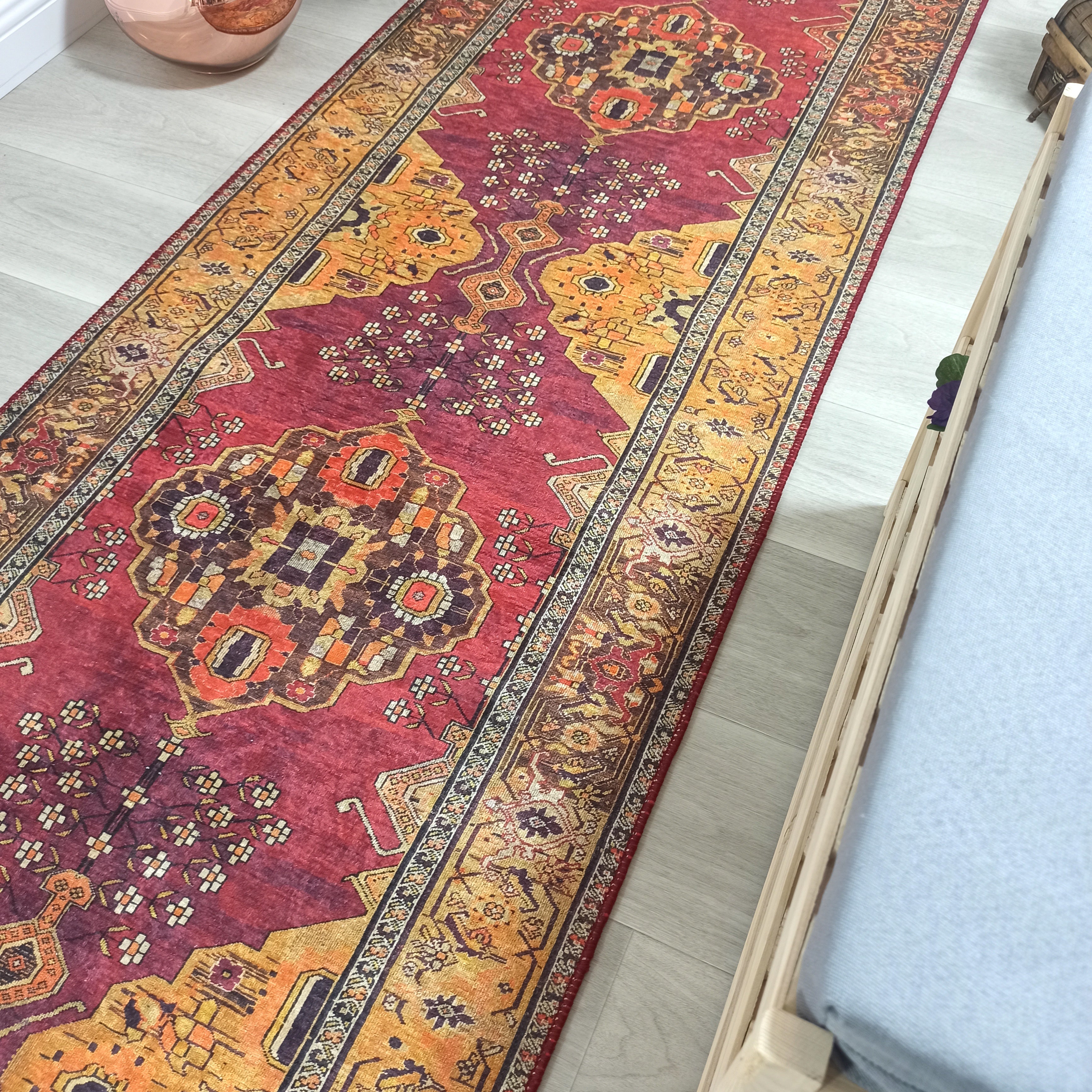 Turkish Oushak Dark Red Beige Rug