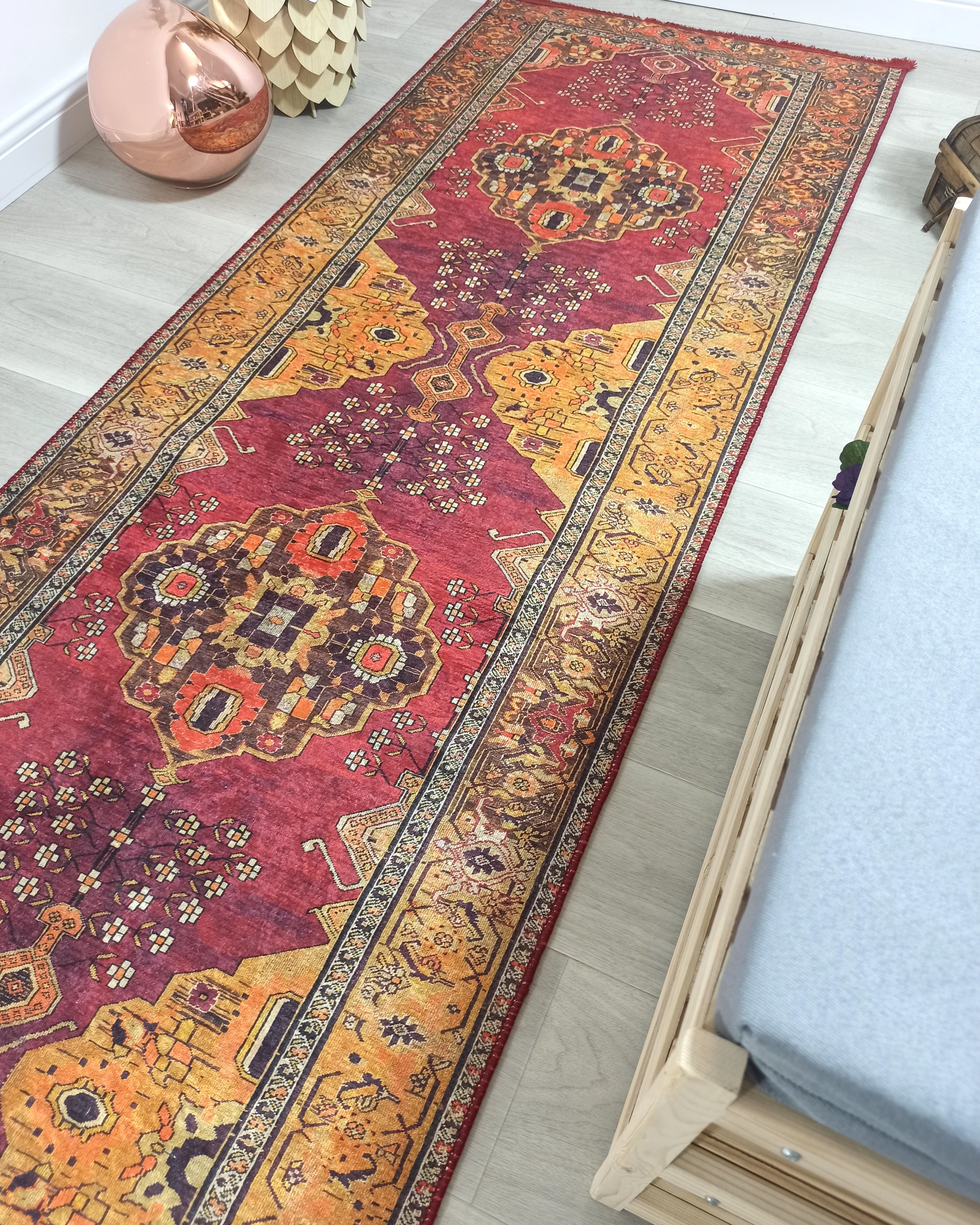 Turkish Oushak Dark Red Beige Rug