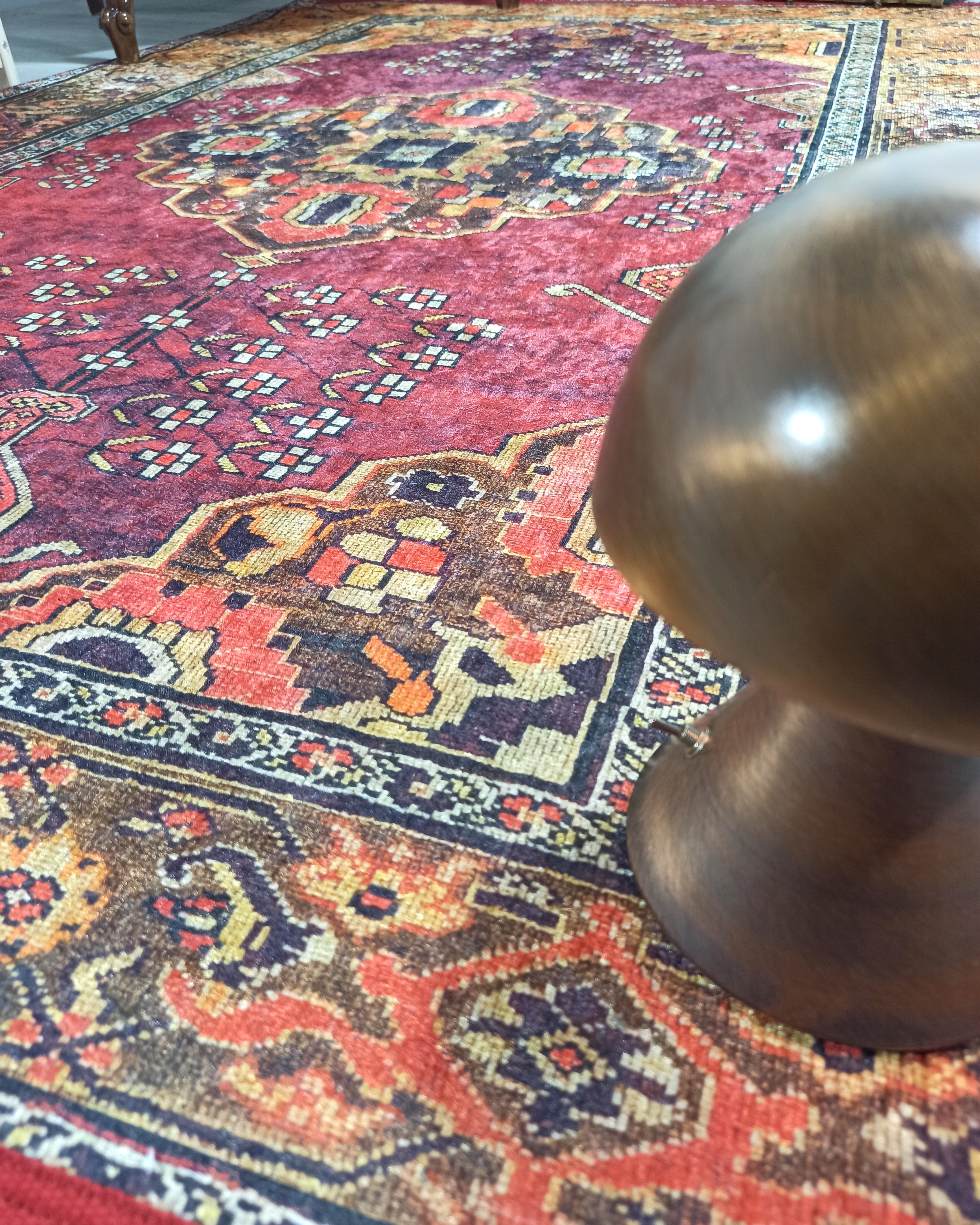 Turkish Oushak Dark Red Beige Rug