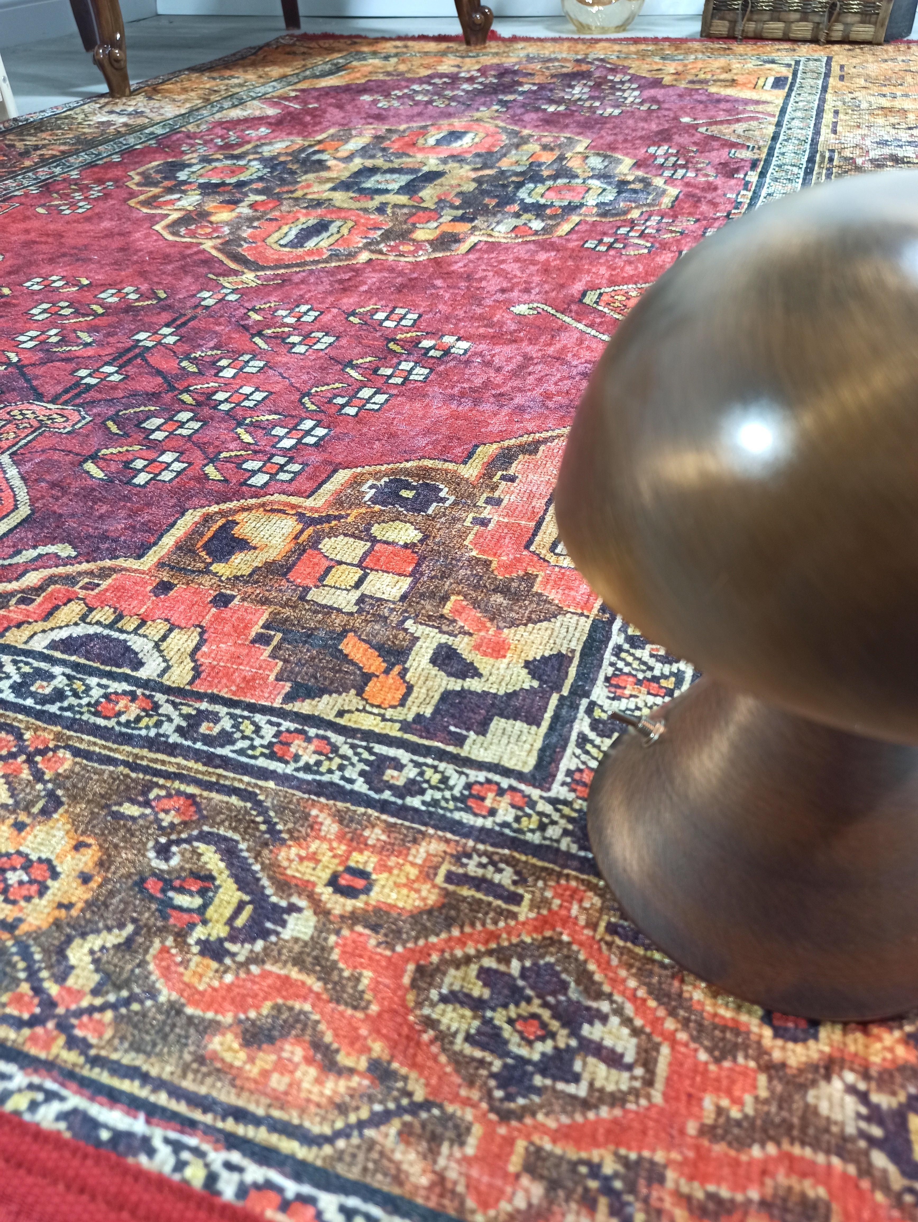 Turkish Oushak Dark Red Beige Rug