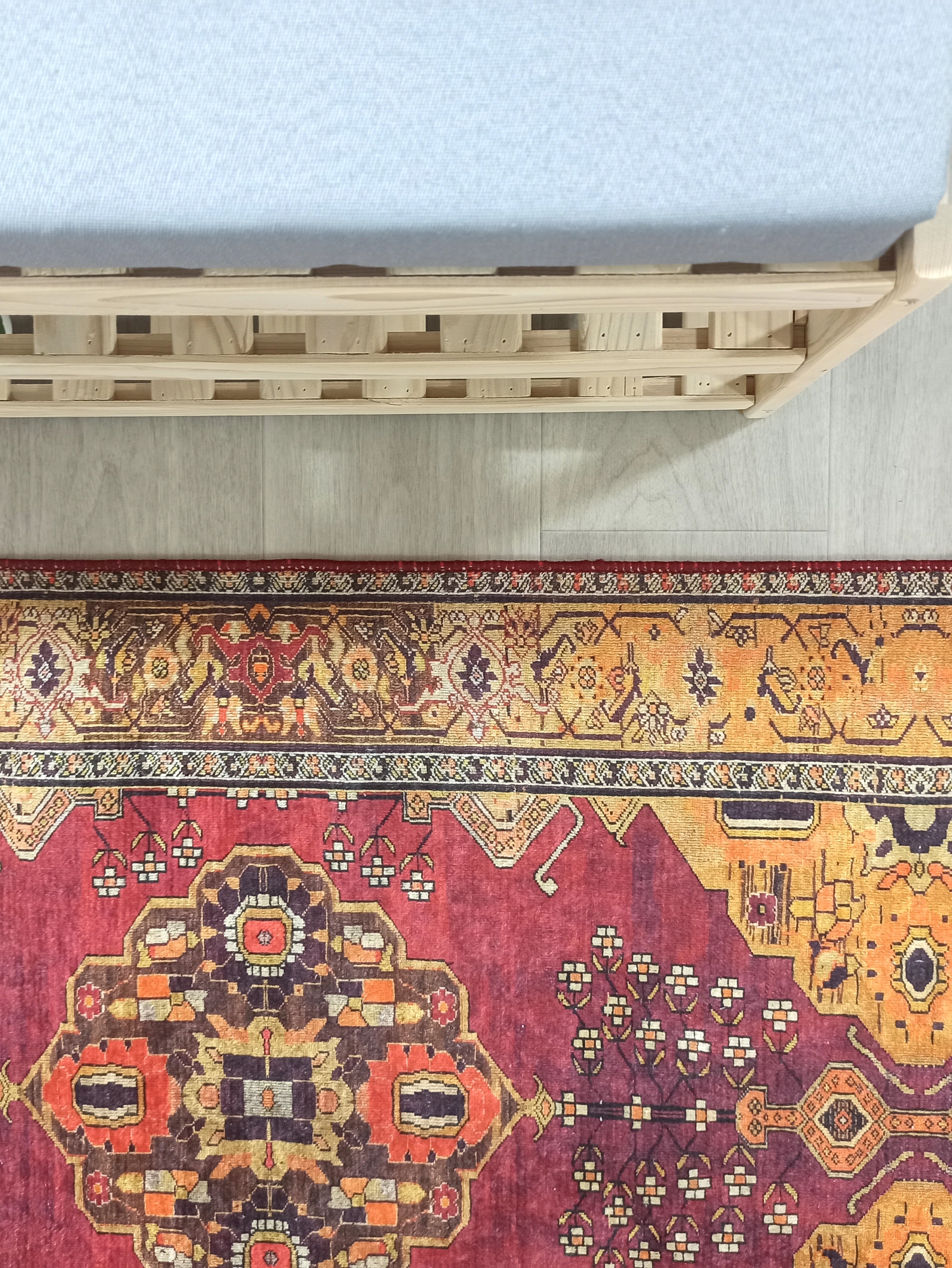 Turkish Oushak Dark Red Beige Rug