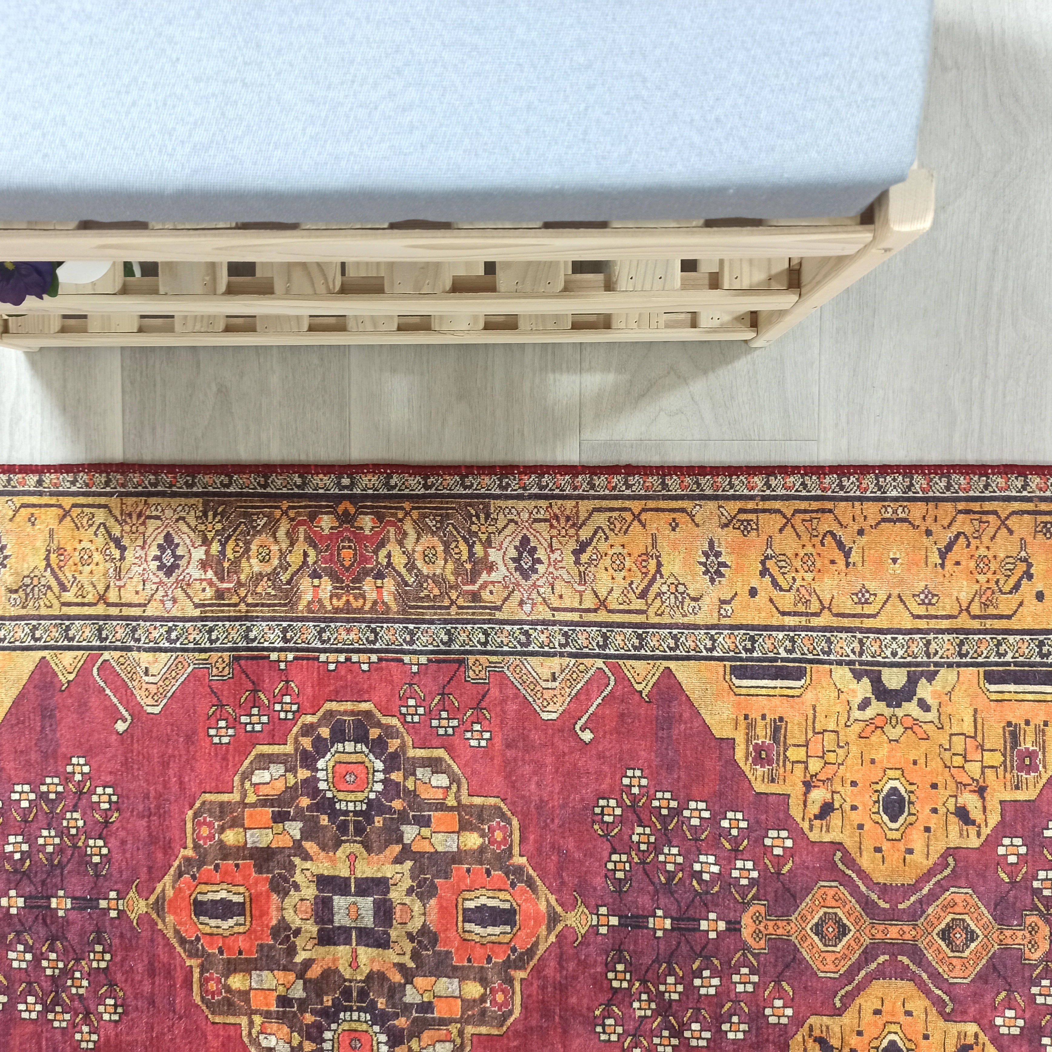 Turkish Oushak Dark Red Beige Rug