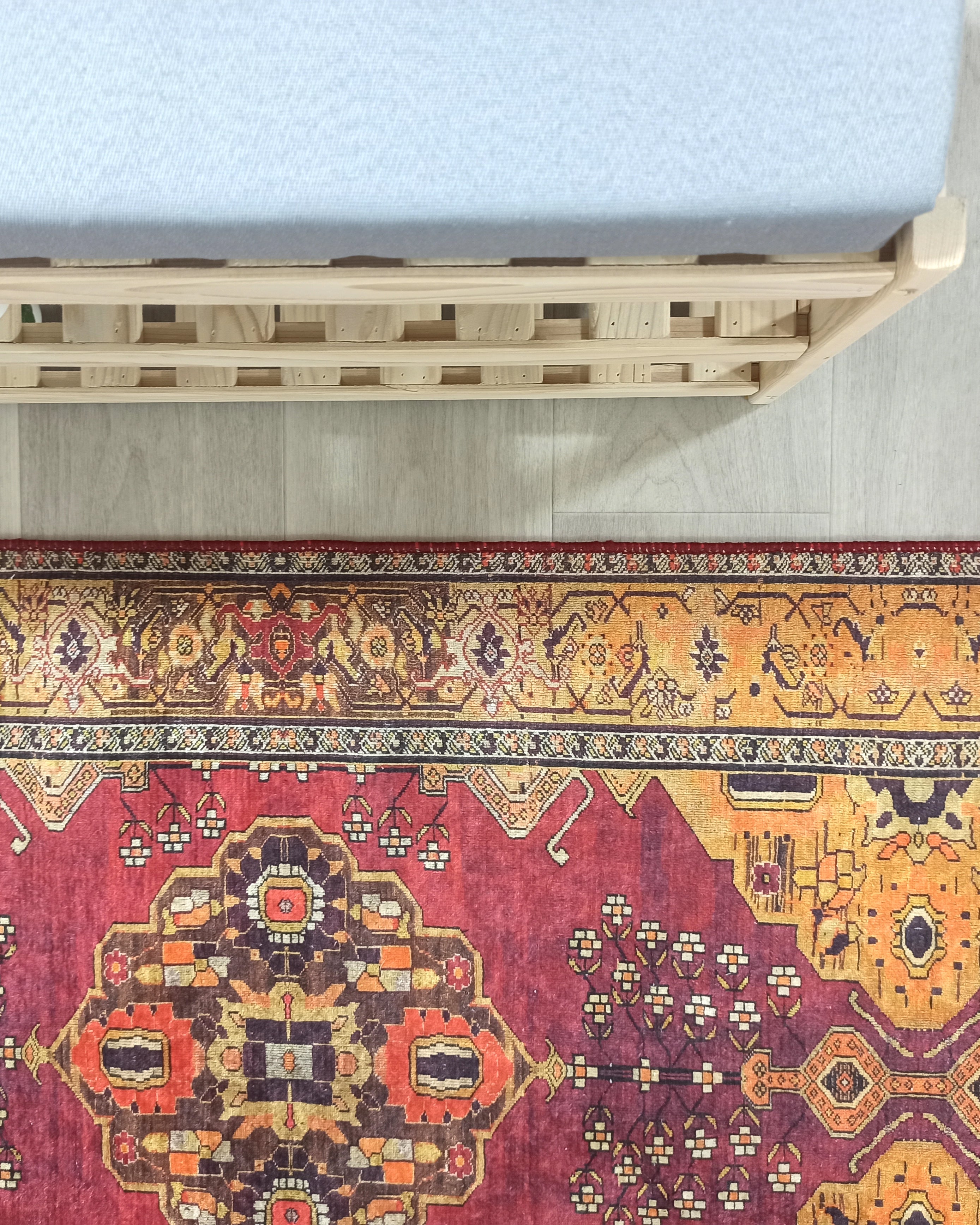 Turkish Oushak Dark Red Beige Rug