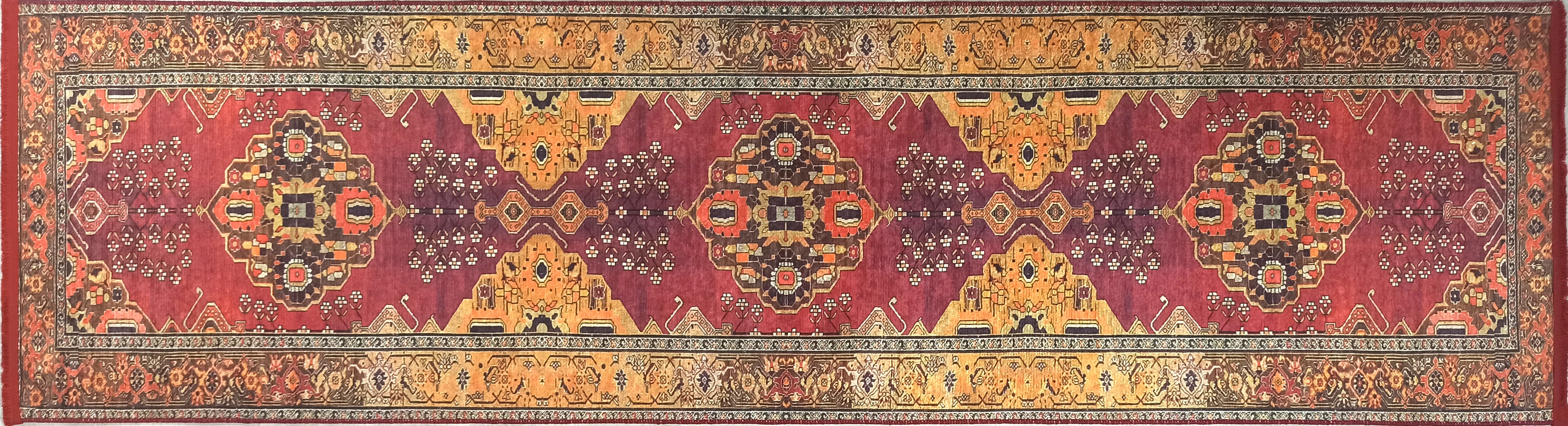 Turkish Oushak Dark Red Beige Rug