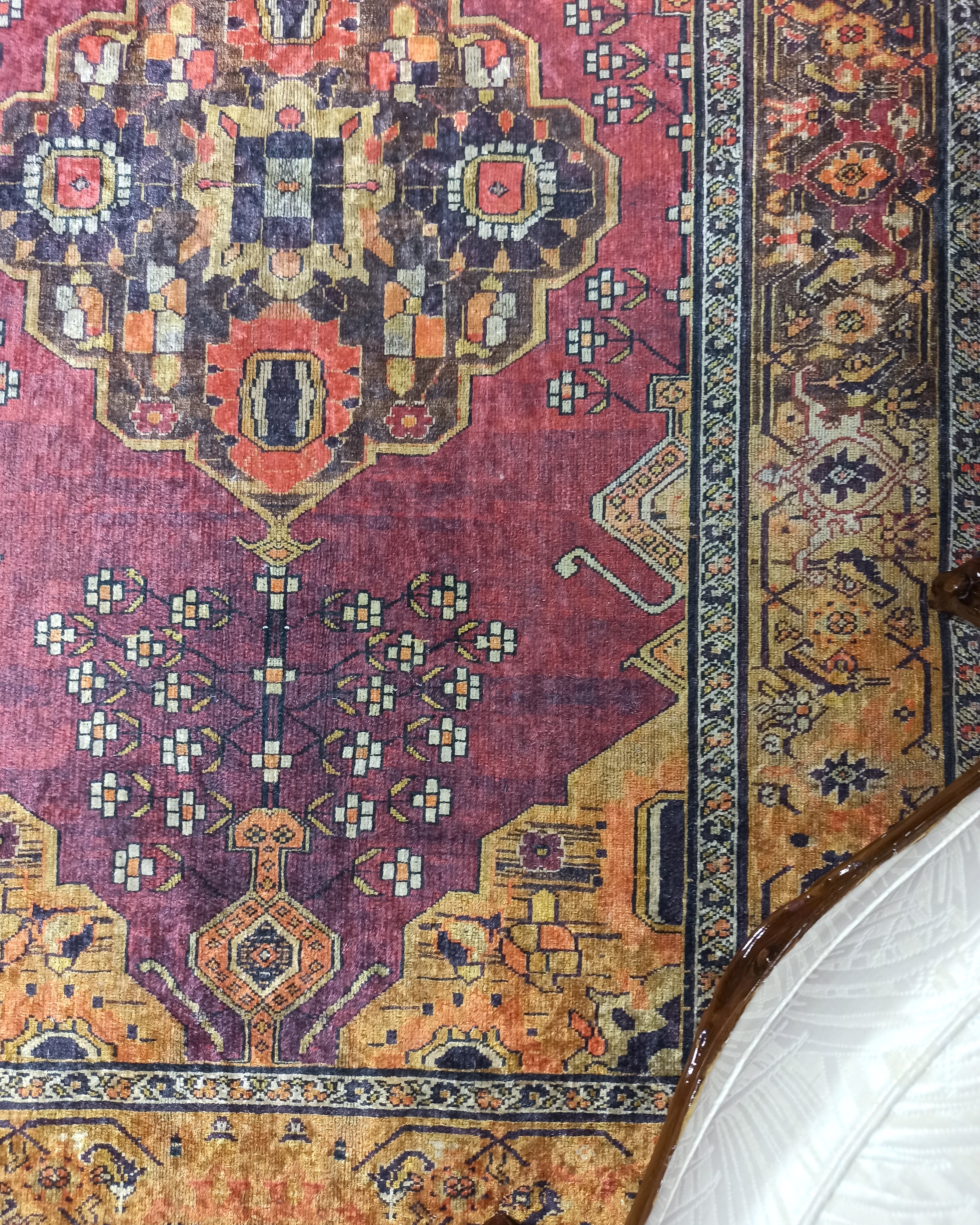 Turkish Oushak Dark Red Beige Rug