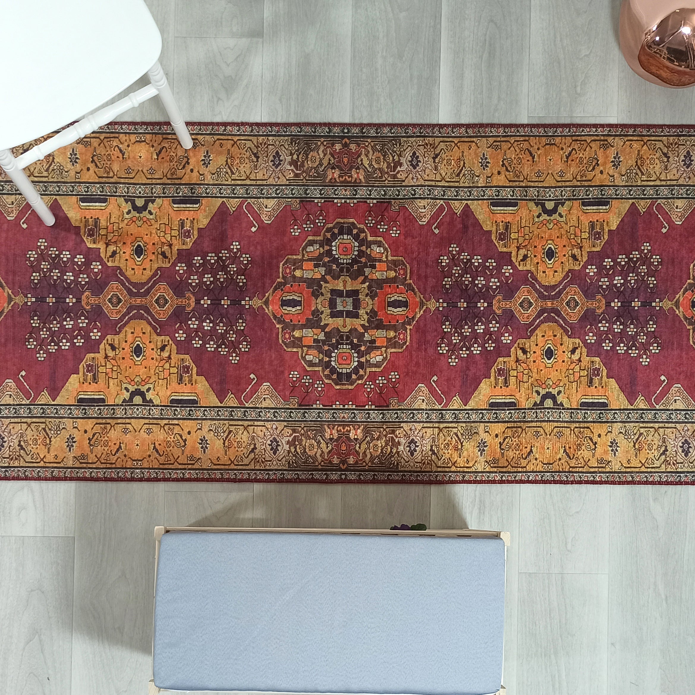 Turkish Oushak Dark Red Beige Rug