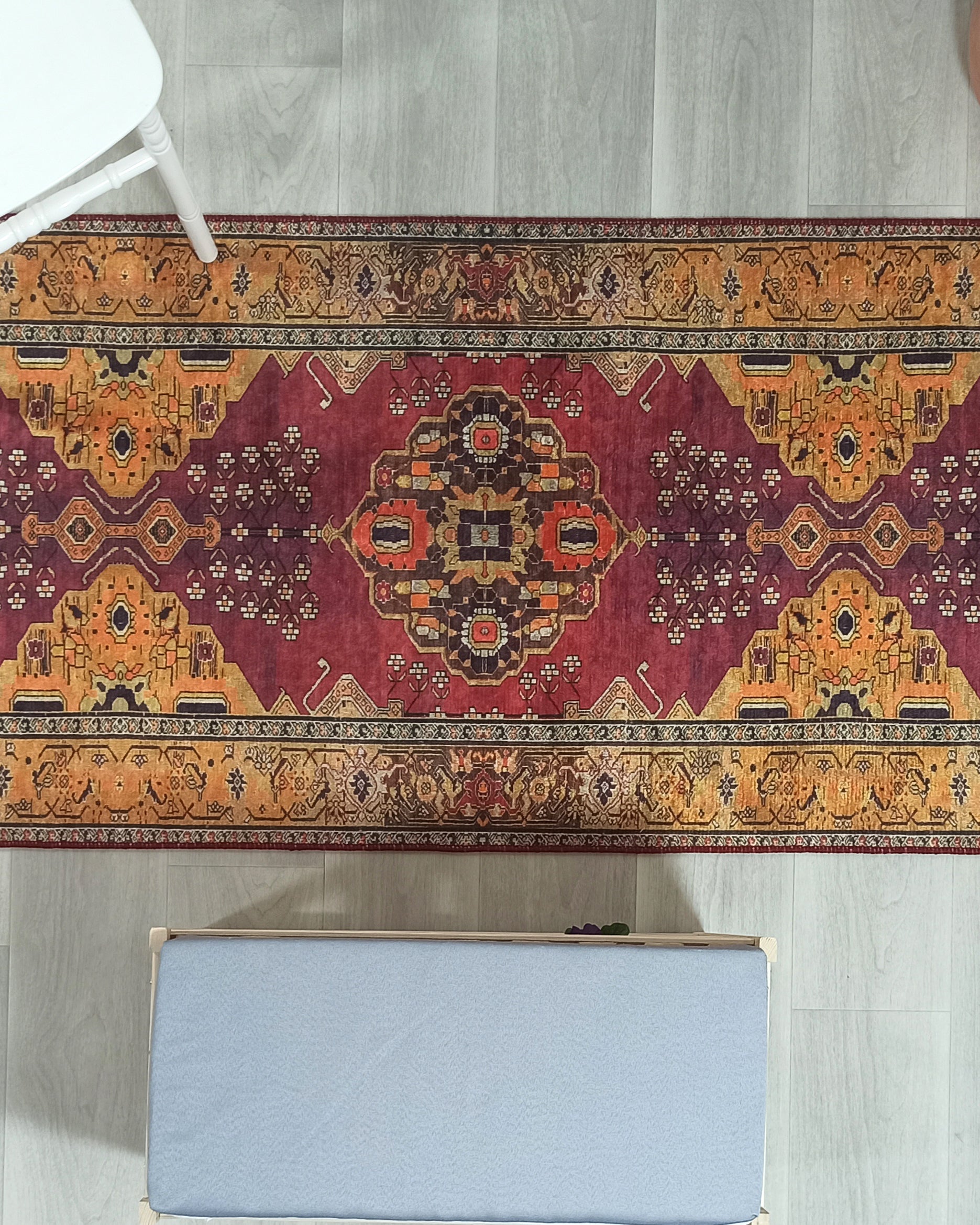 Turkish Oushak Dark Red Beige Rug
