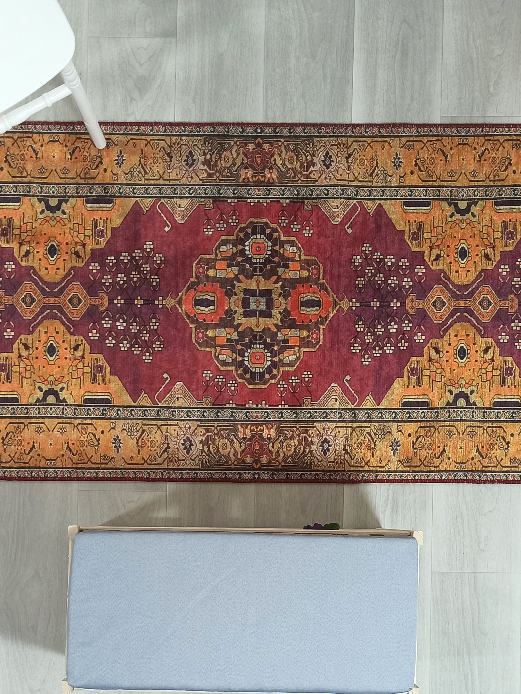 Turkish Oushak Dark Red Beige Rug