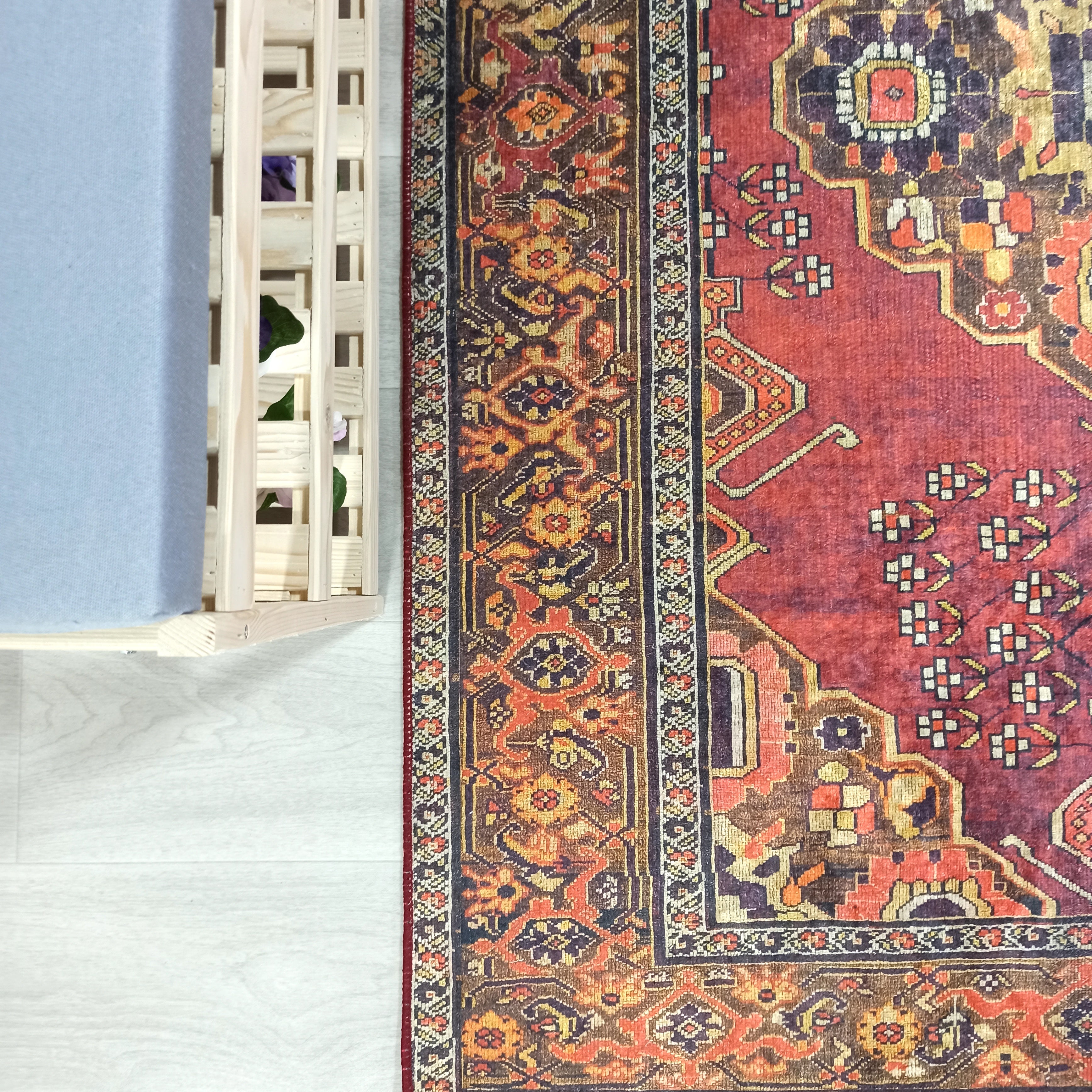 Turkish Oushak Dark Red Beige Rug