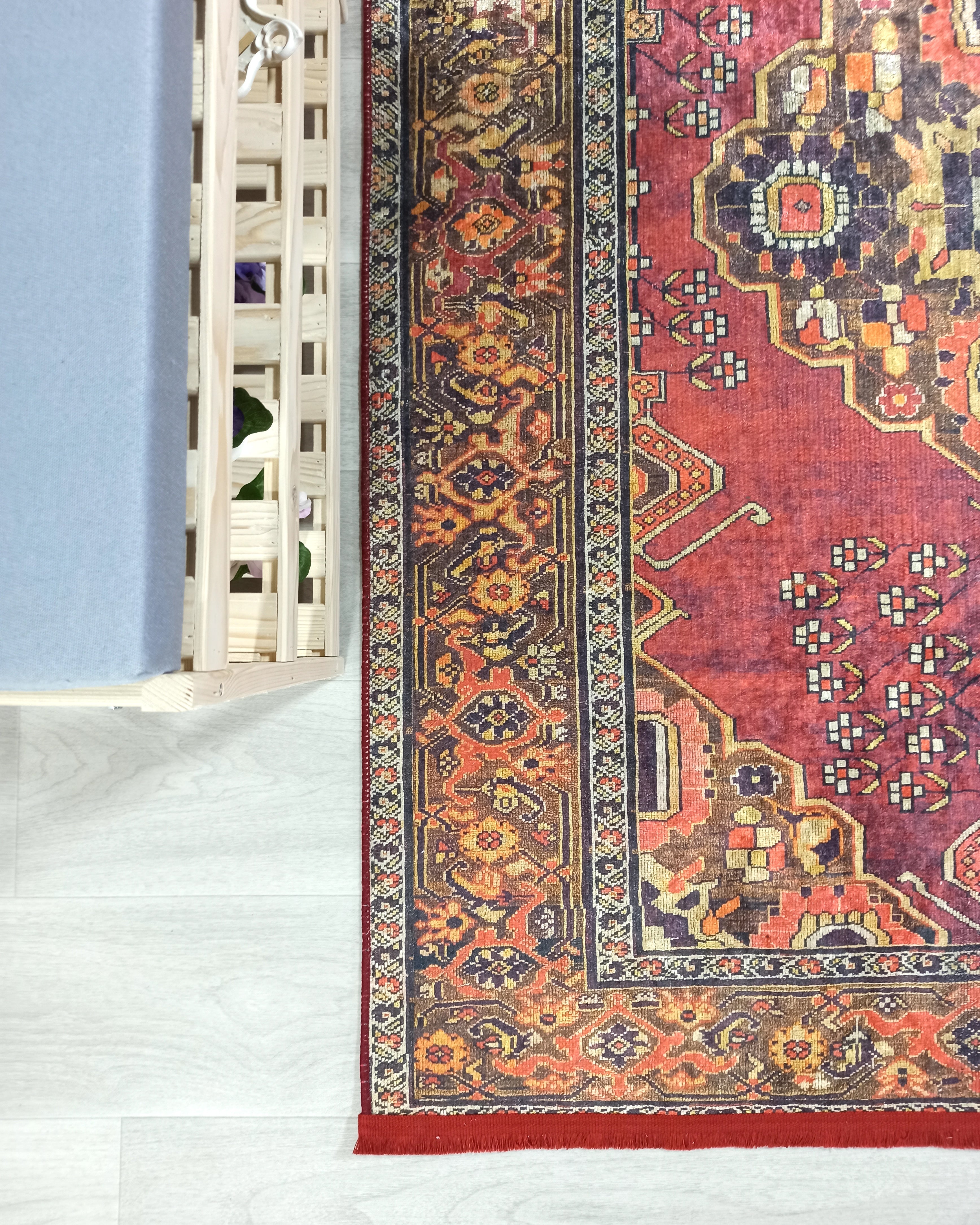Turkish Oushak Dark Red Beige Rug