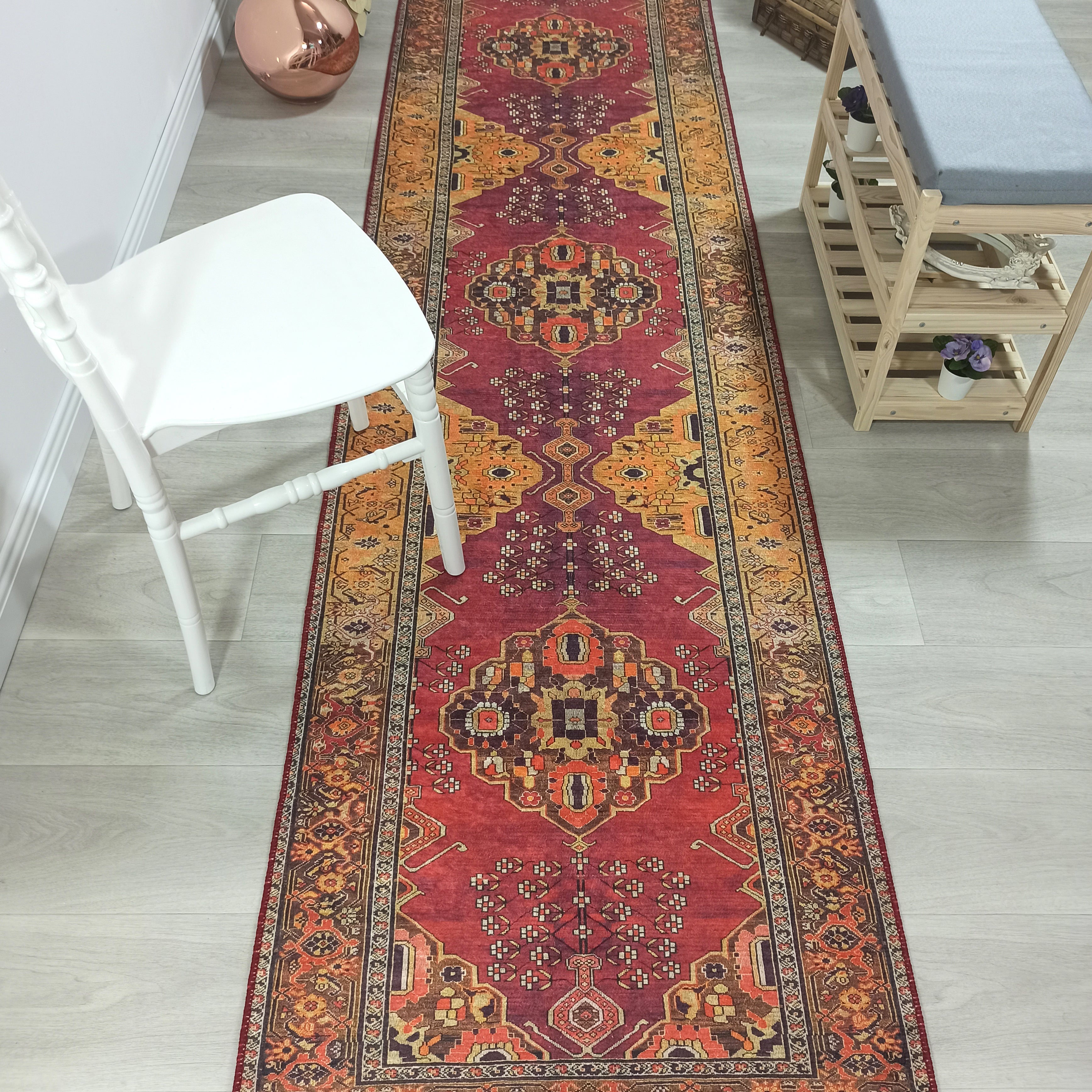 Turkish Oushak Dark Red Beige Rug