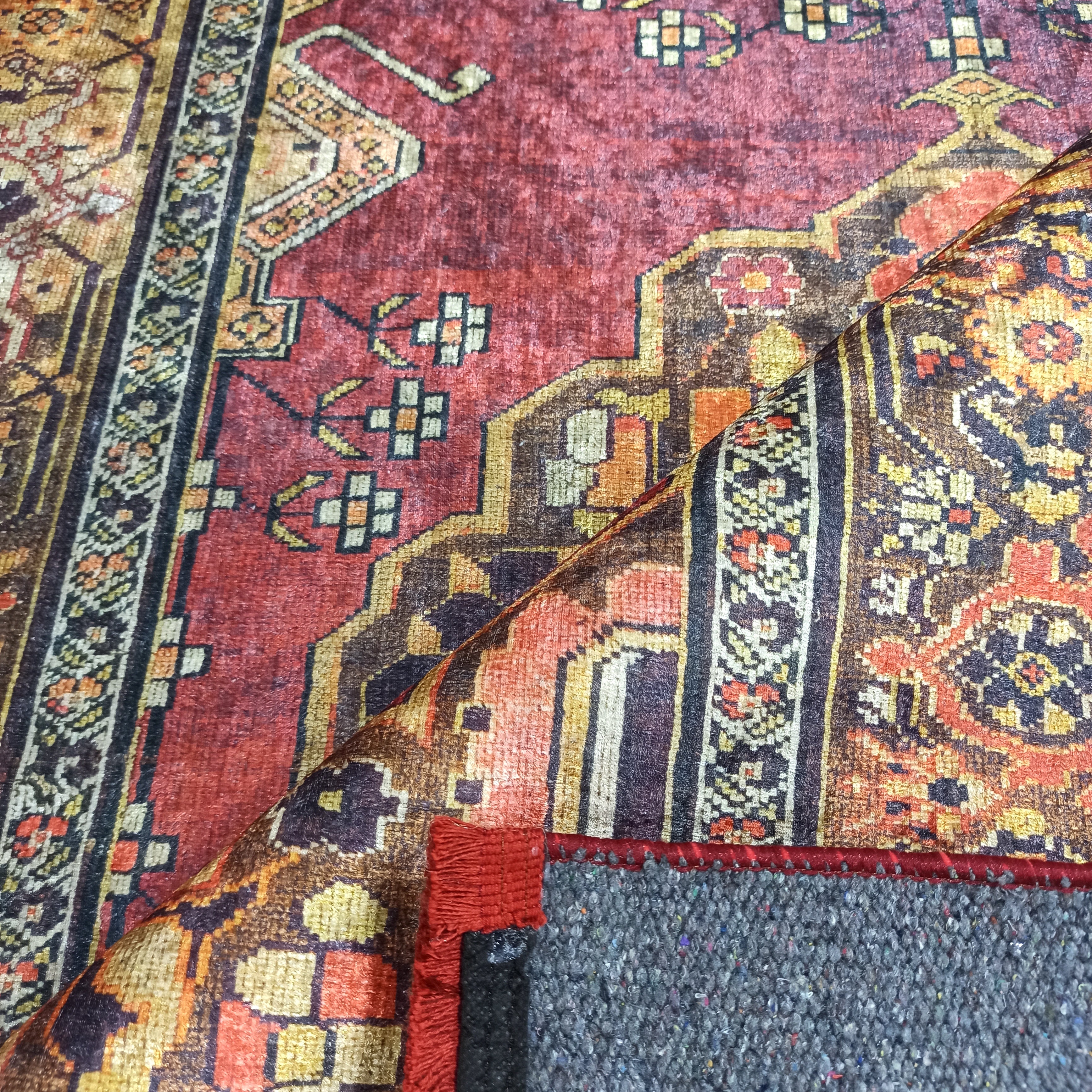 Turkish Oushak Dark Red Beige Rug