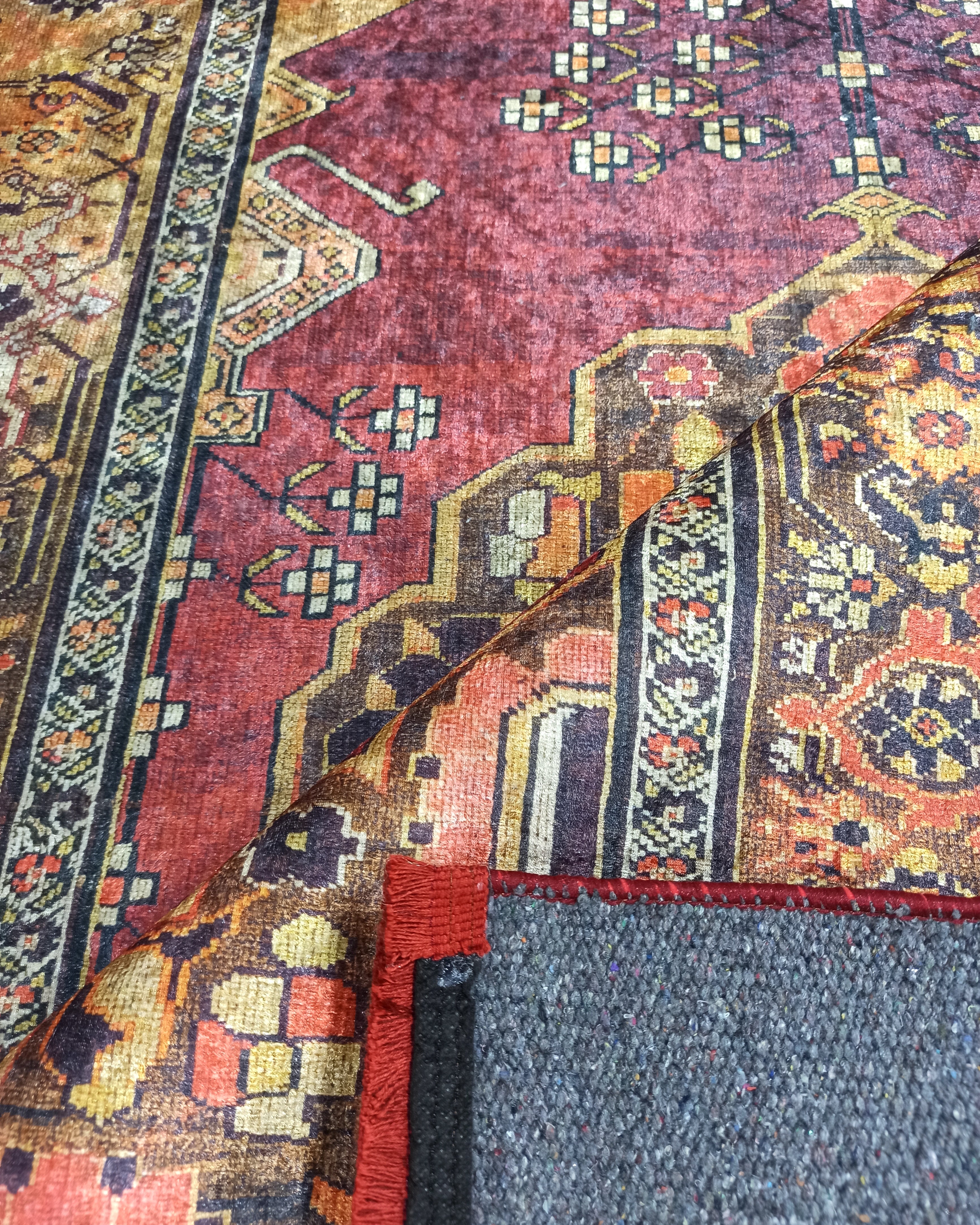 Turkish Oushak Dark Red Beige Rug