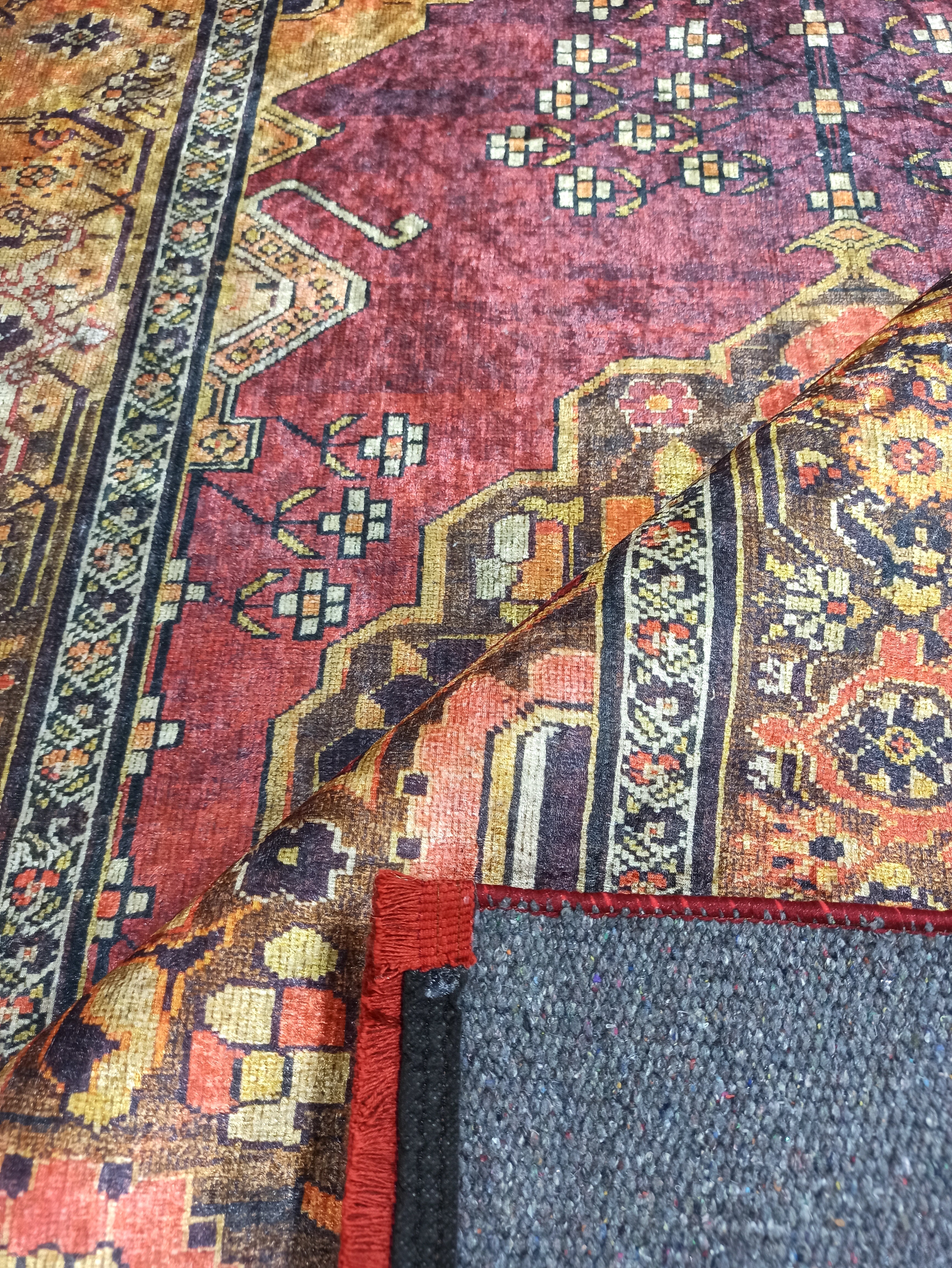 Turkish Oushak Dark Red Beige Rug