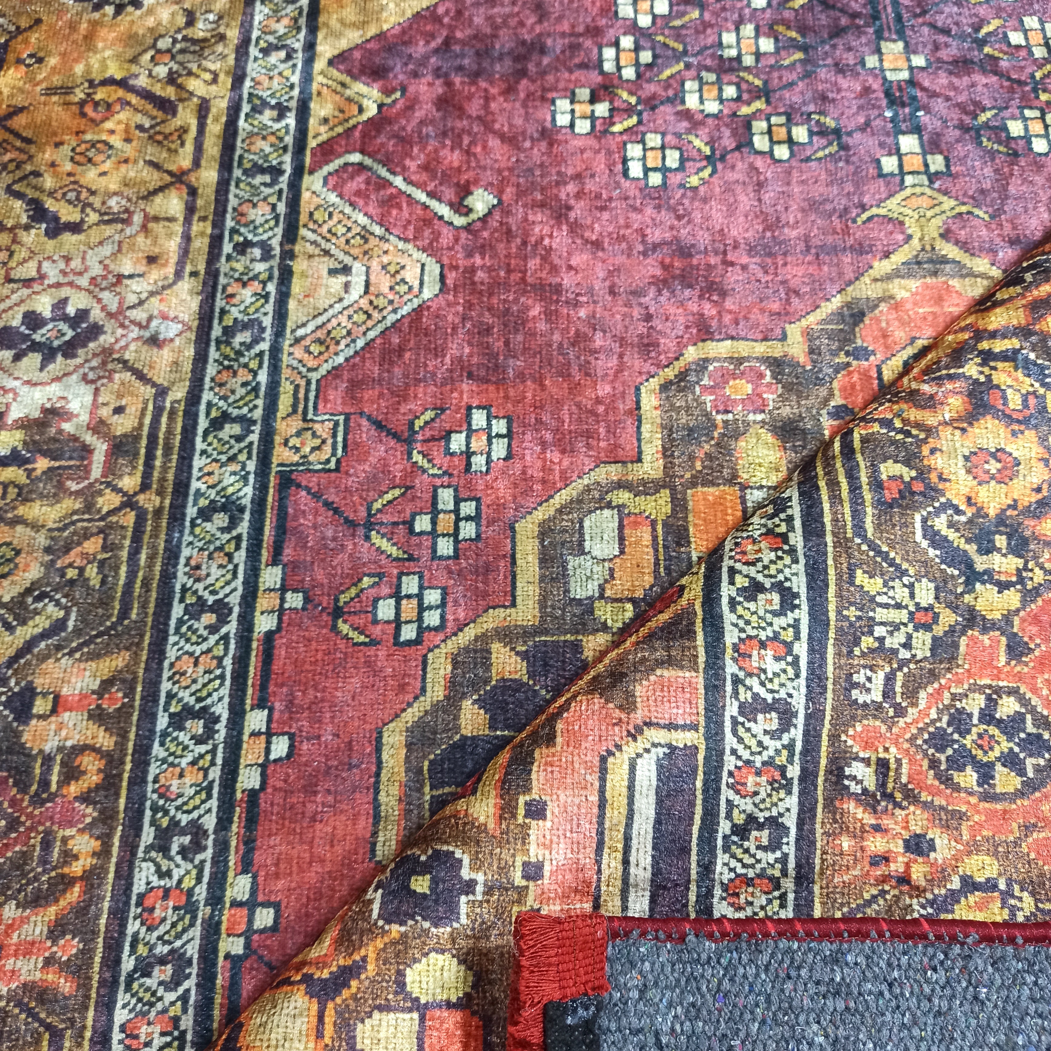 Turkish Oushak Dark Red Beige Rug
