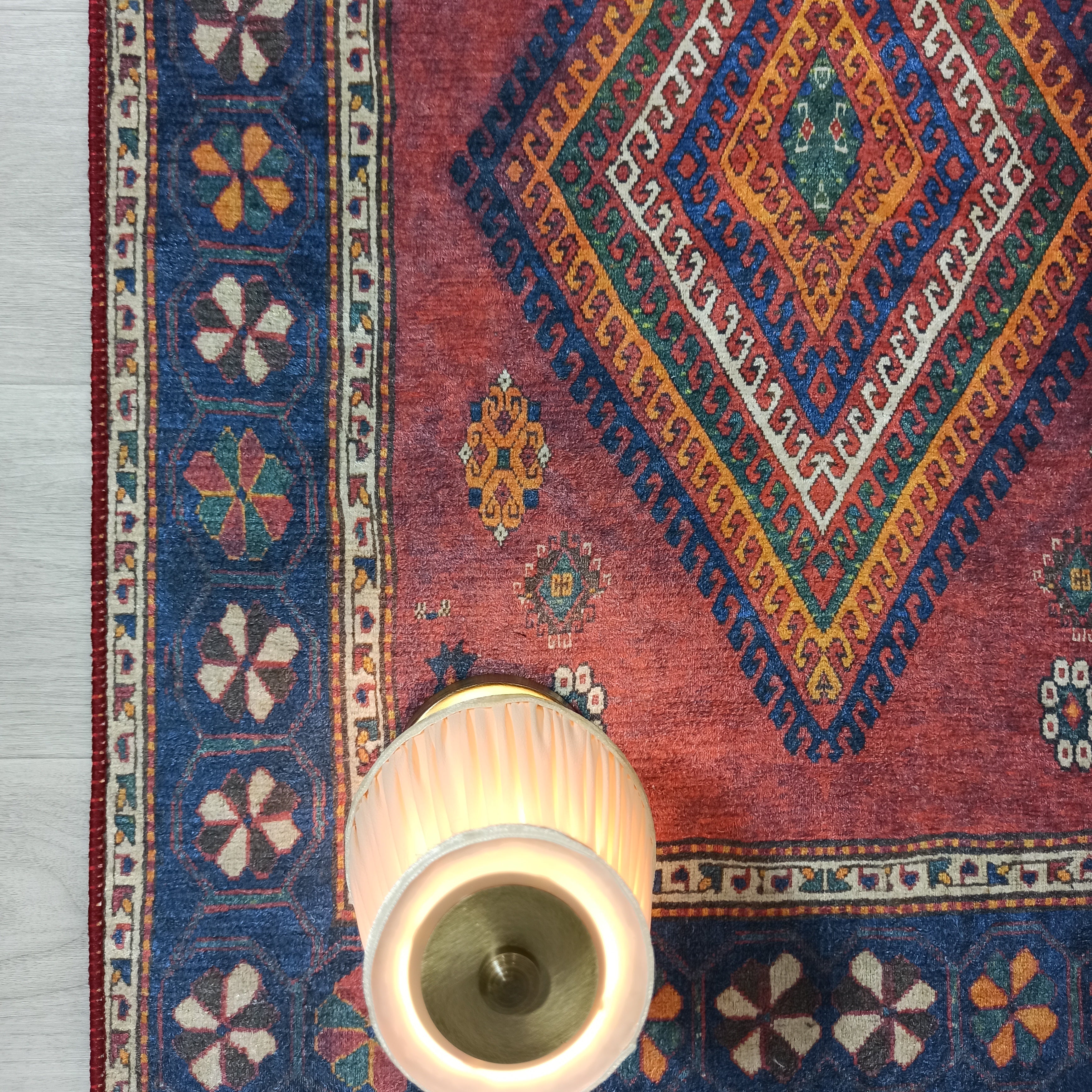 Persian Style Rug, Natural Ivory Colorful Geometry Rug