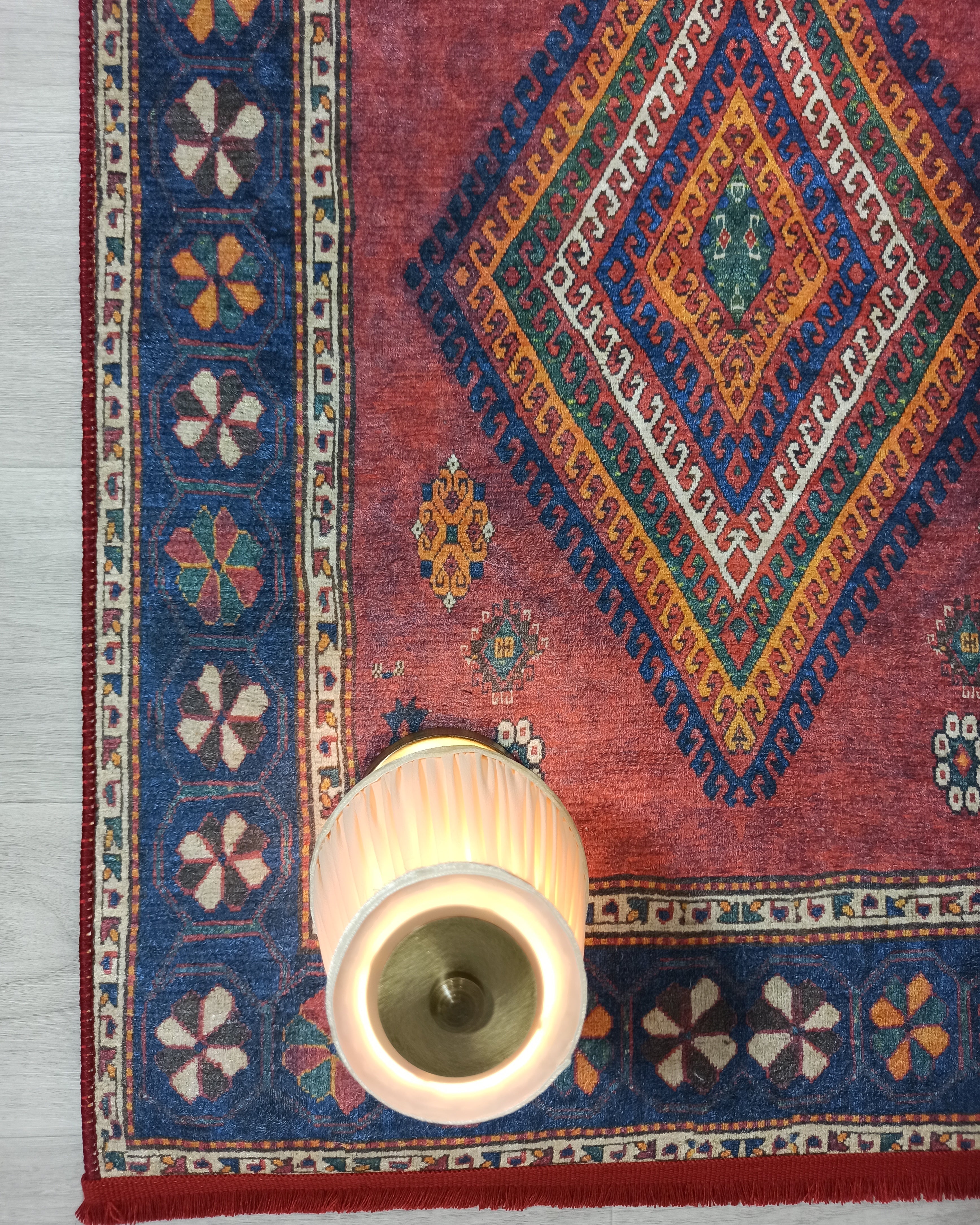 Persian Style Rug, Natural Ivory Colorful Geometry Rug