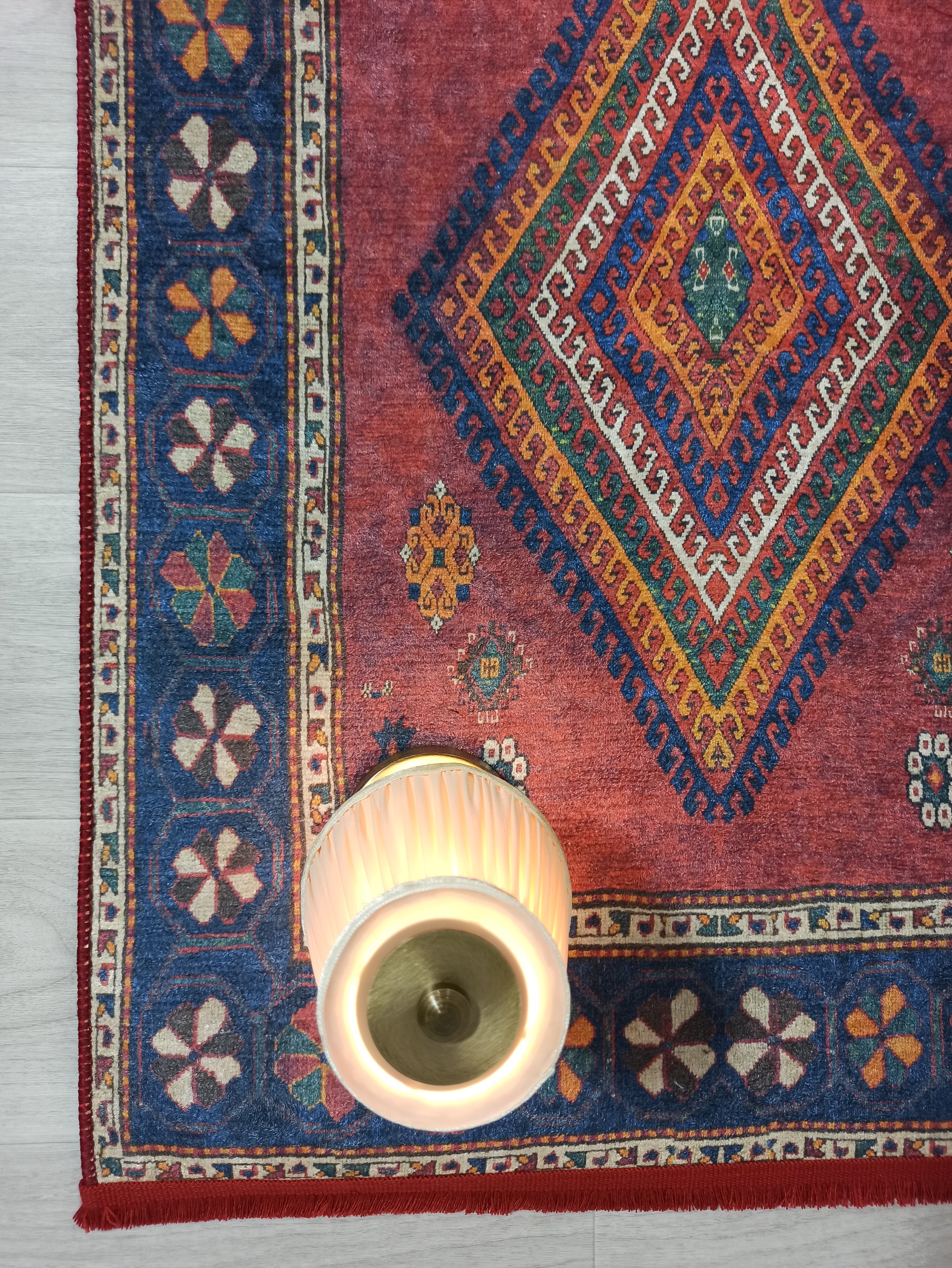 Persian Style Rug, Natural Ivory Colorful Geometry Rug