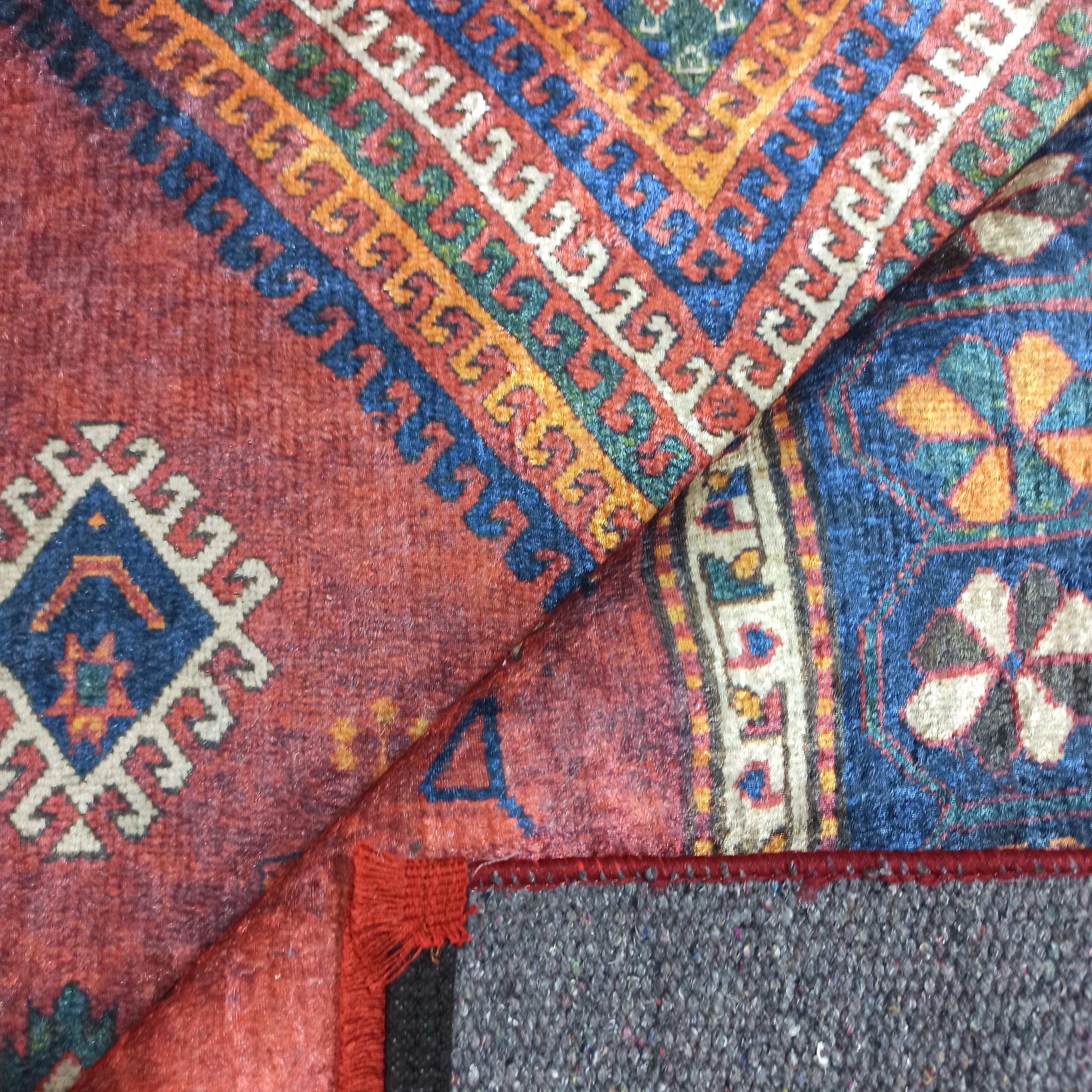 Persian Style Rug, Natural Ivory Colorful Geometry Rug