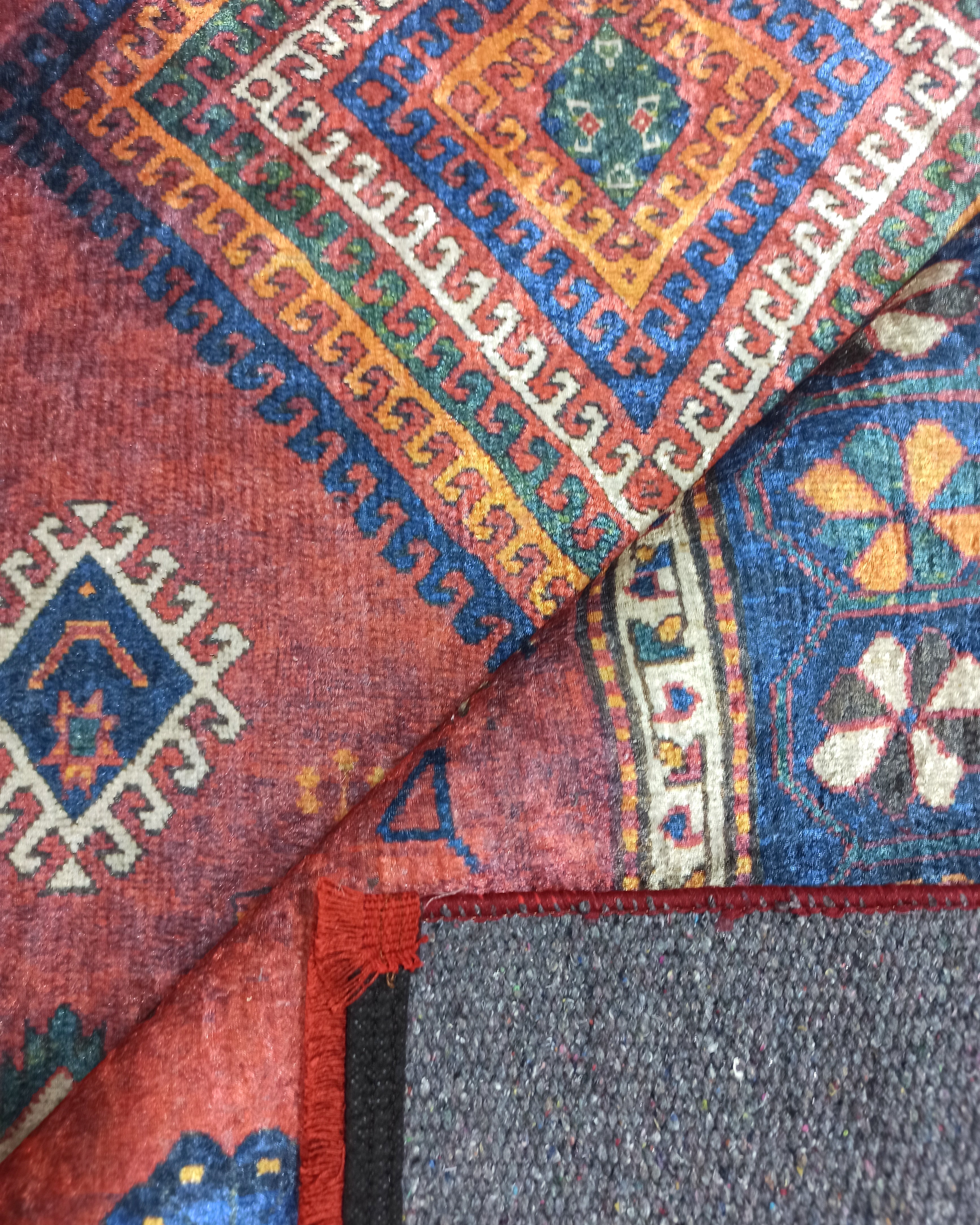 Persian Style Rug, Natural Ivory Colorful Geometry Rug