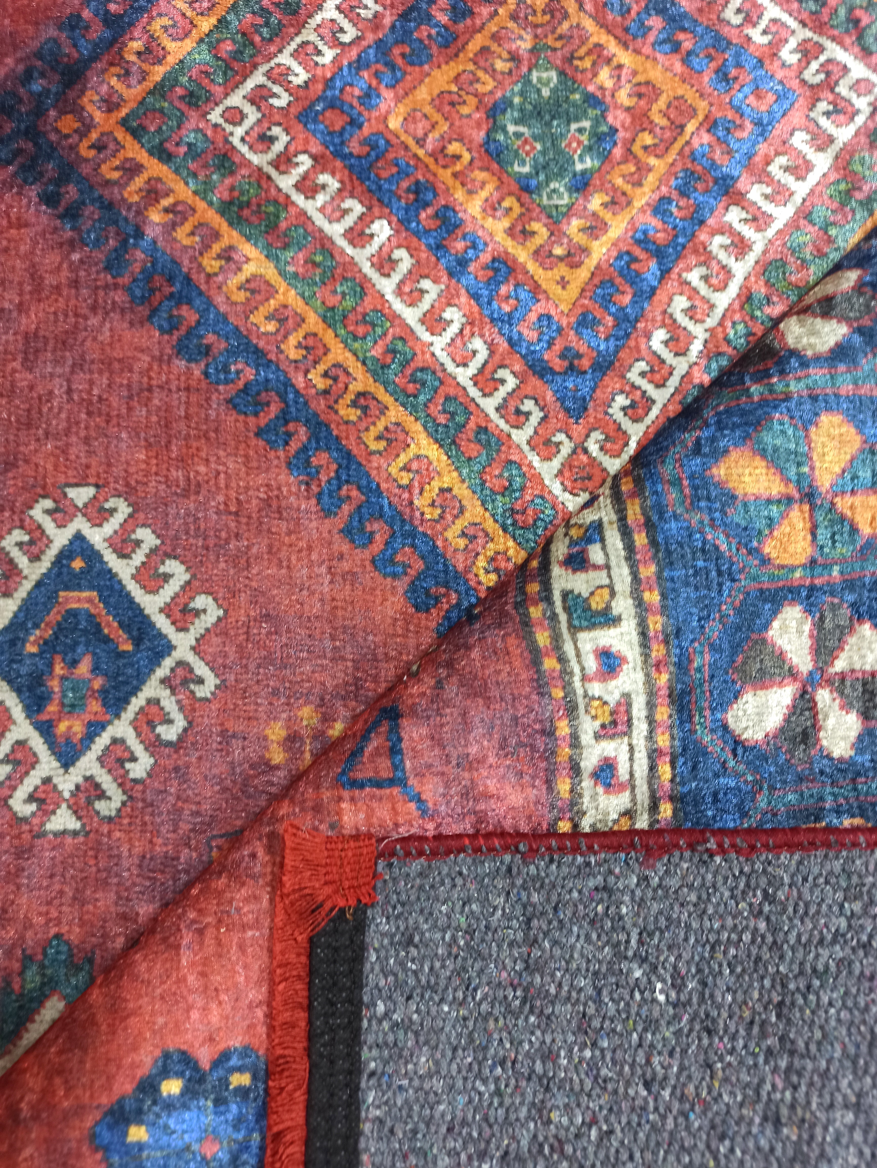 Persian Style Rug, Natural Ivory Colorful Geometry Rug