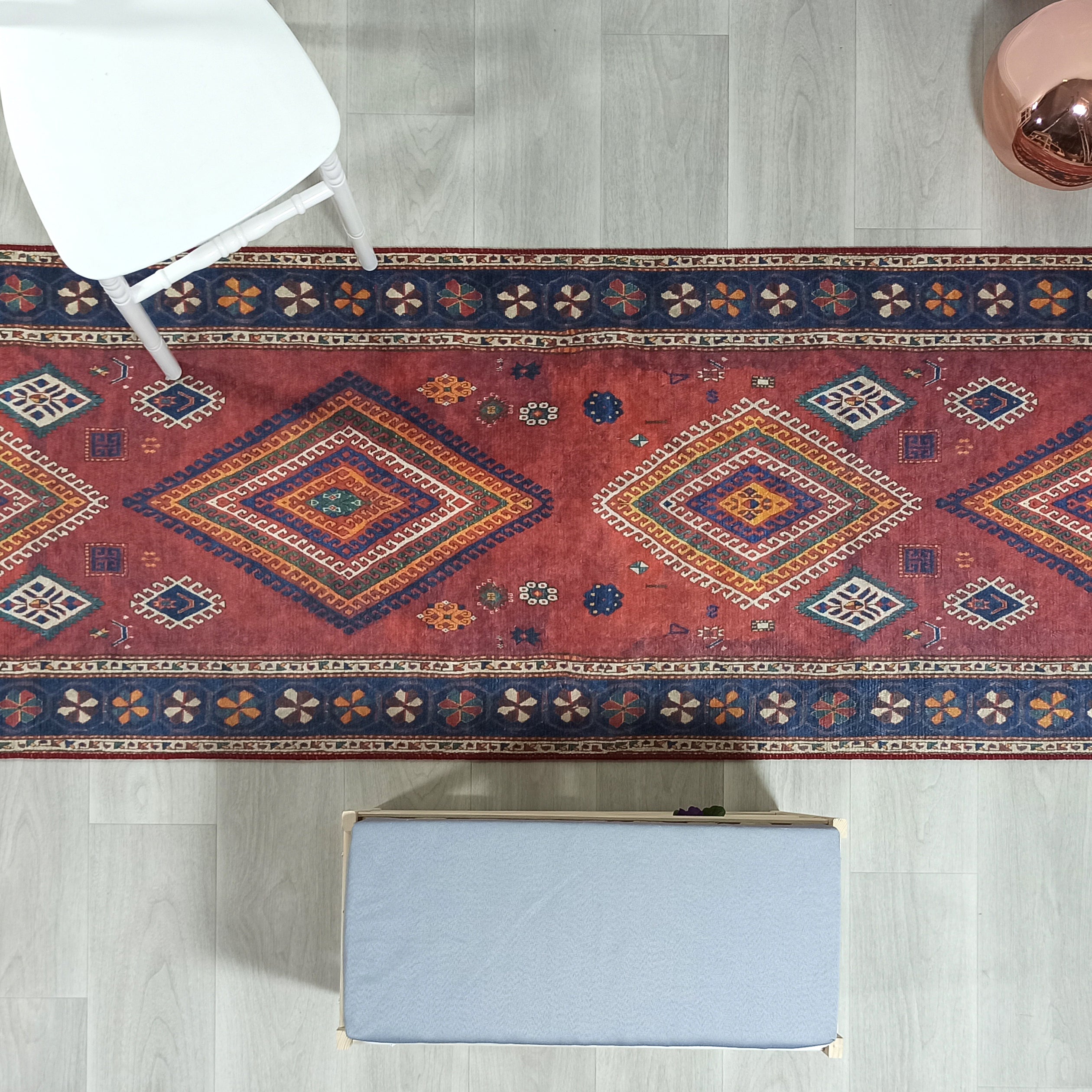 Persian Style Rug, Natural Ivory Colorful Geometry Rug