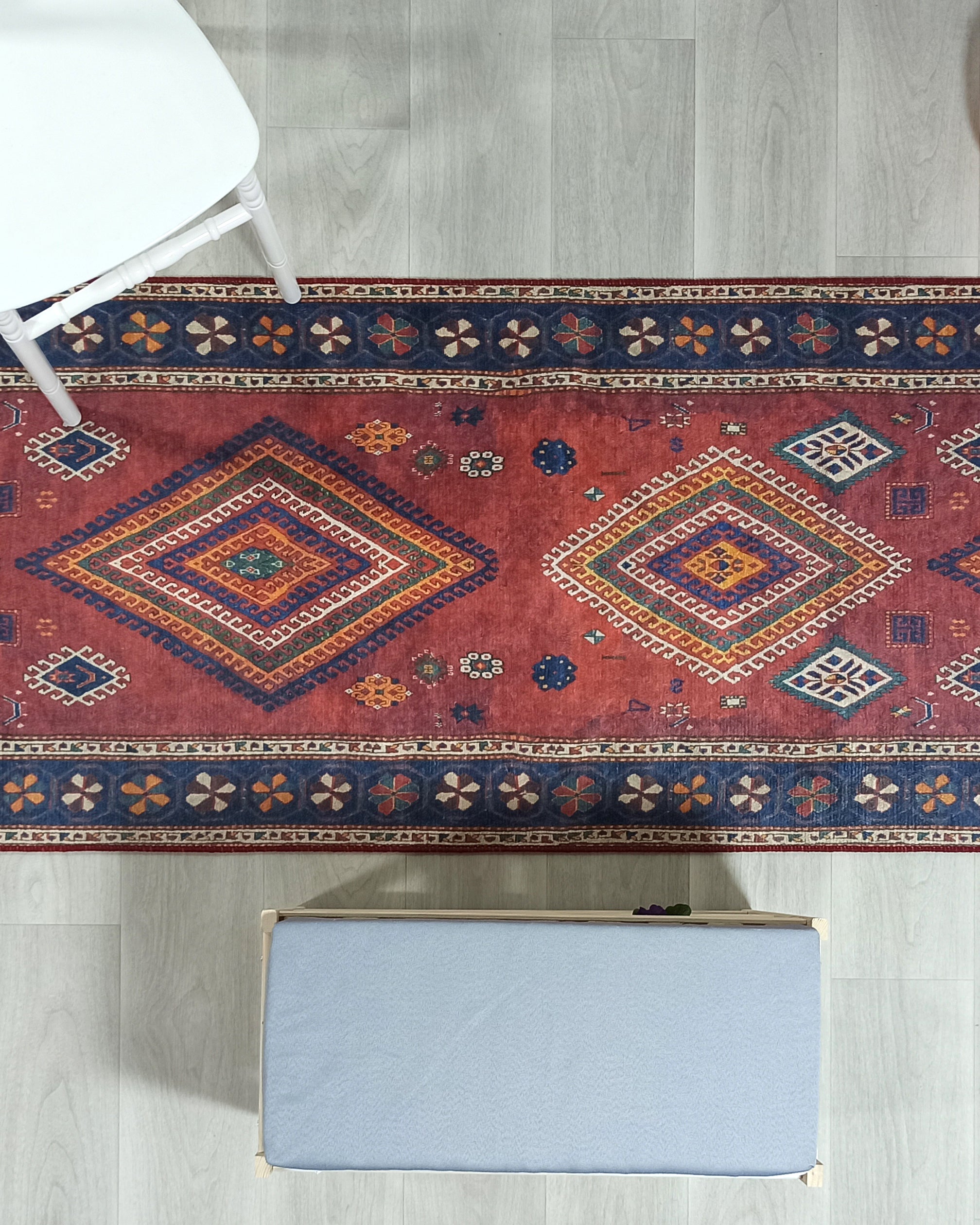 Persian Style Rug, Natural Ivory Colorful Geometry Rug