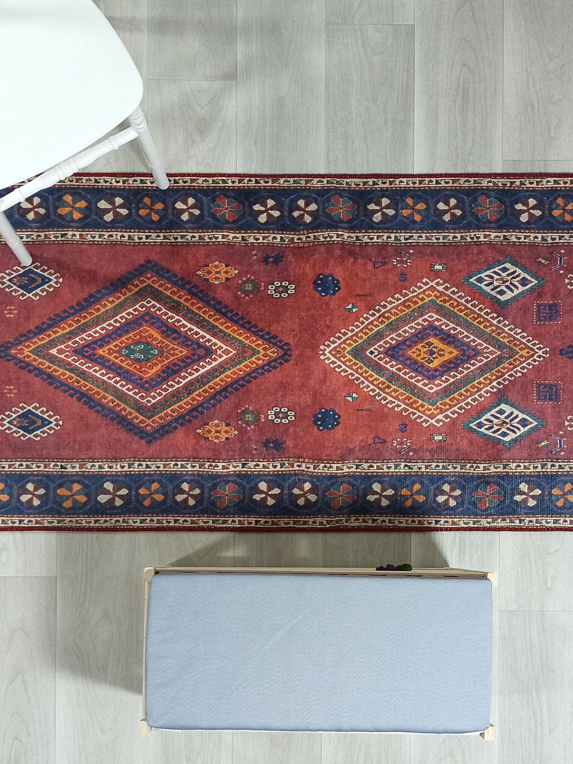 Persian Style Rug, Natural Ivory Colorful Geometry Rug