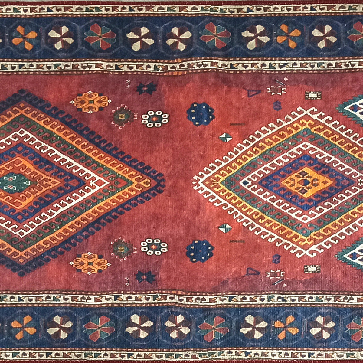 Persian Style Rug, Natural Ivory Colorful Geometry Rug