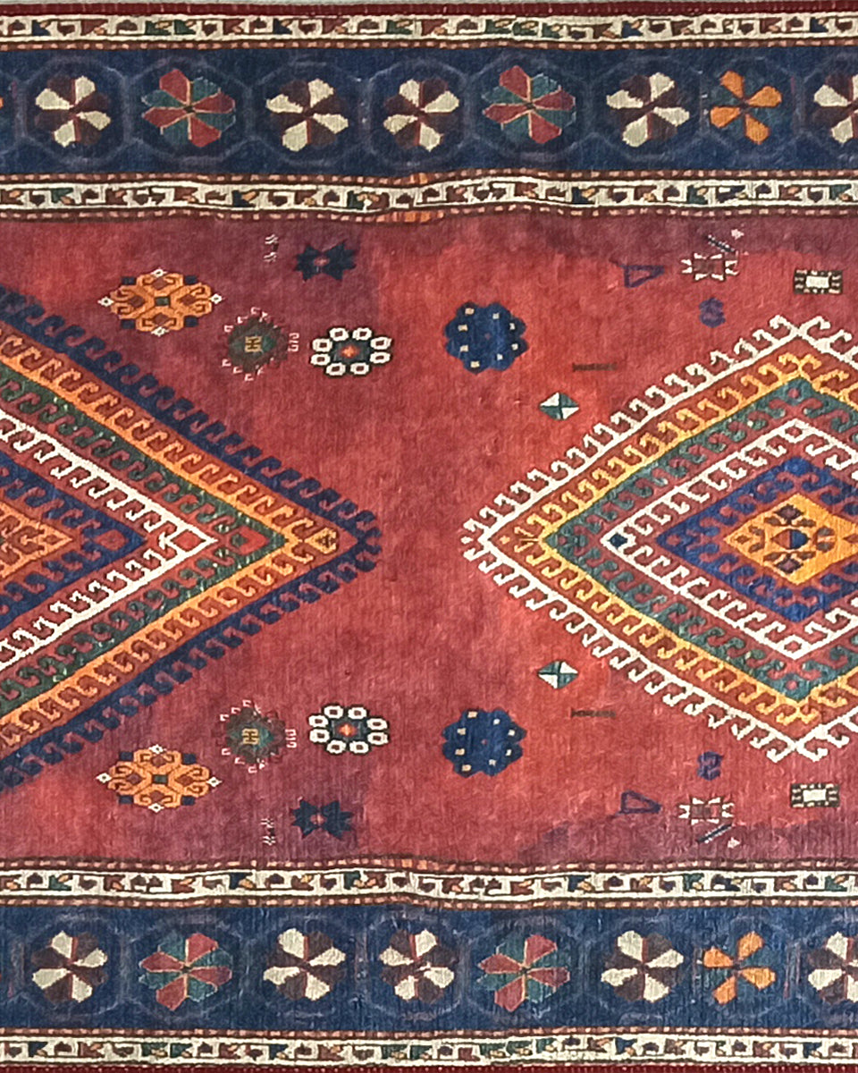 Persian Style Rug, Natural Ivory Colorful Geometry Rug