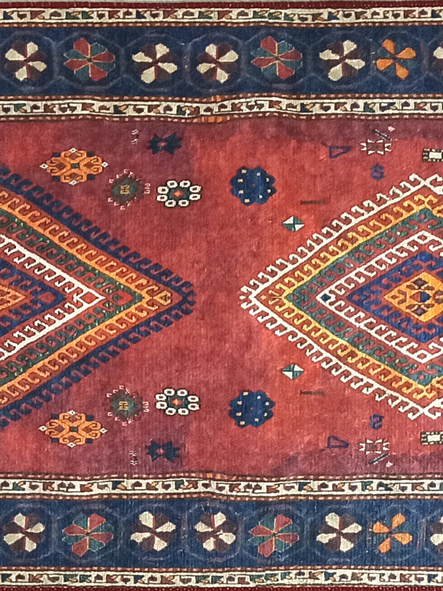 Persian Style Rug, Natural Ivory Colorful Geometry Rug