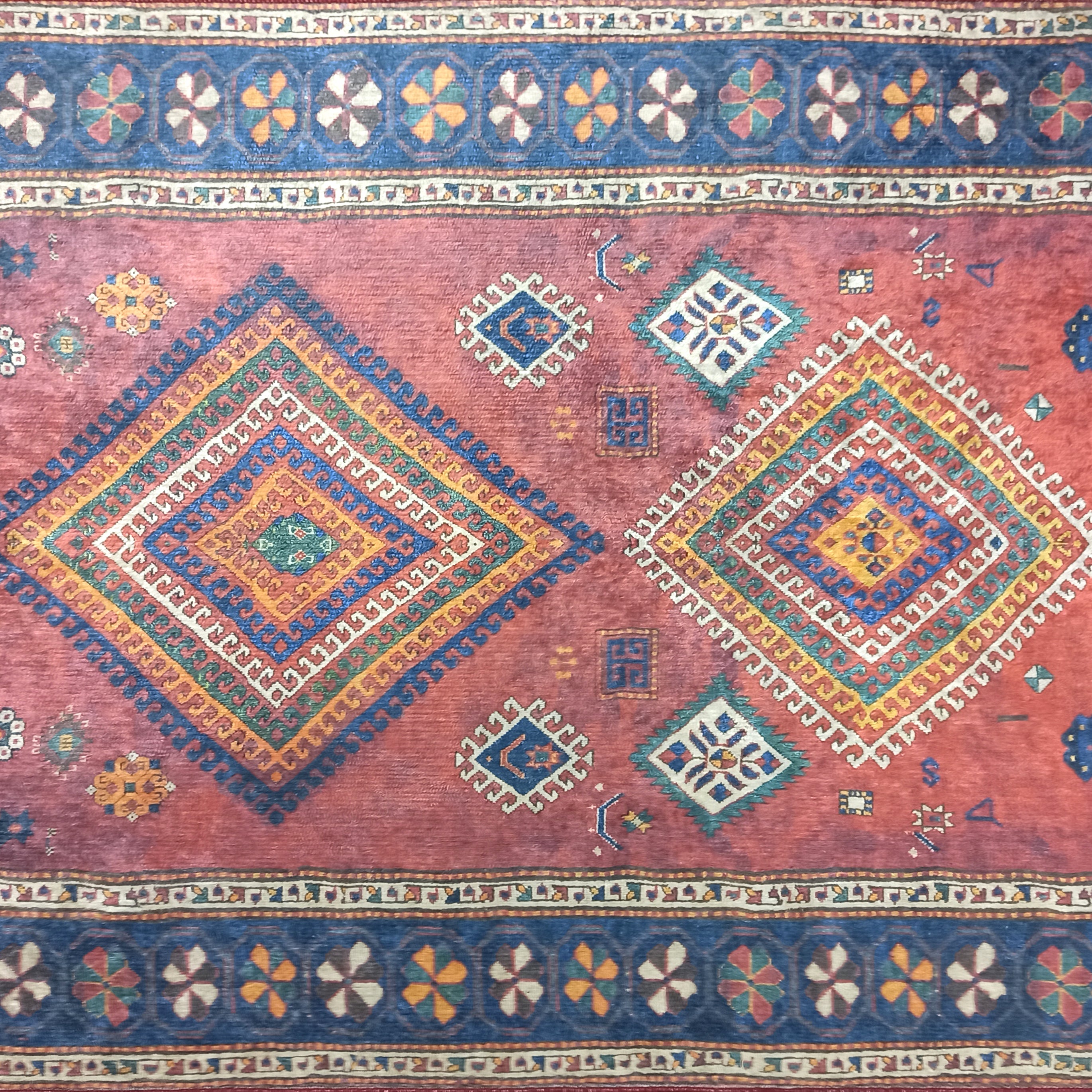 Persian Style Rug, Natural Ivory Colorful Geometry Rug