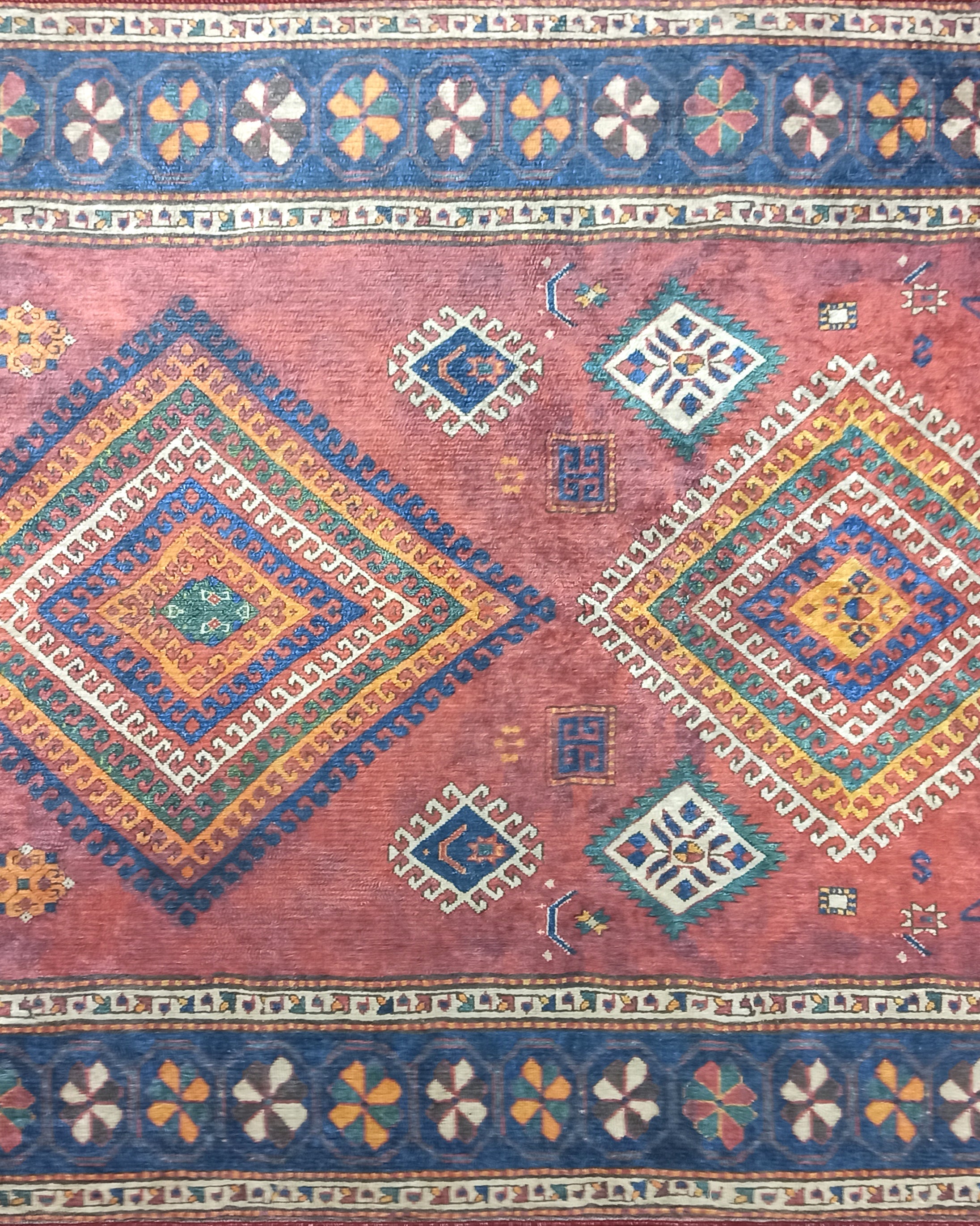 Persian Style Rug, Natural Ivory Colorful Geometry Rug