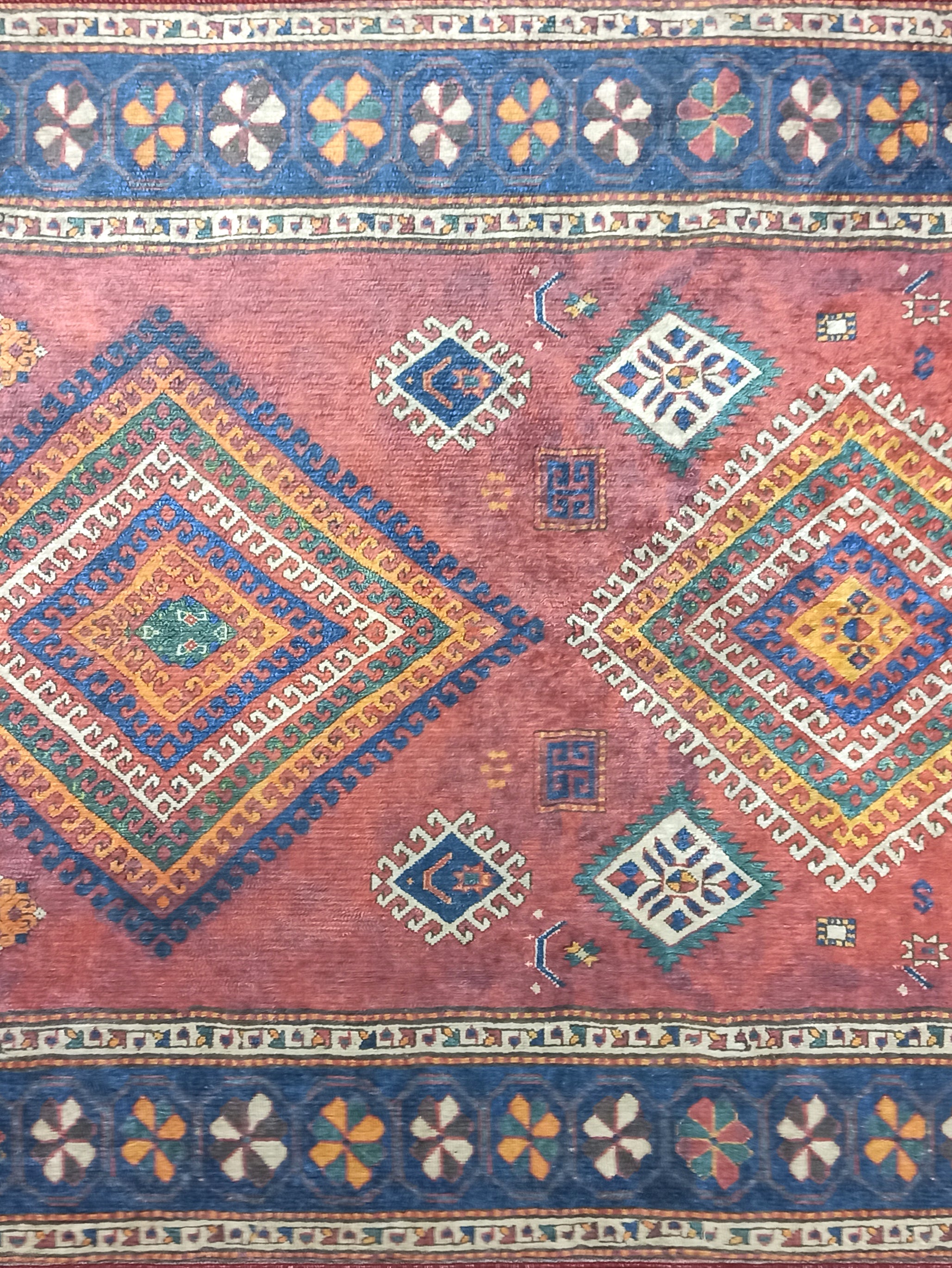 Persian Style Rug, Natural Ivory Colorful Geometry Rug