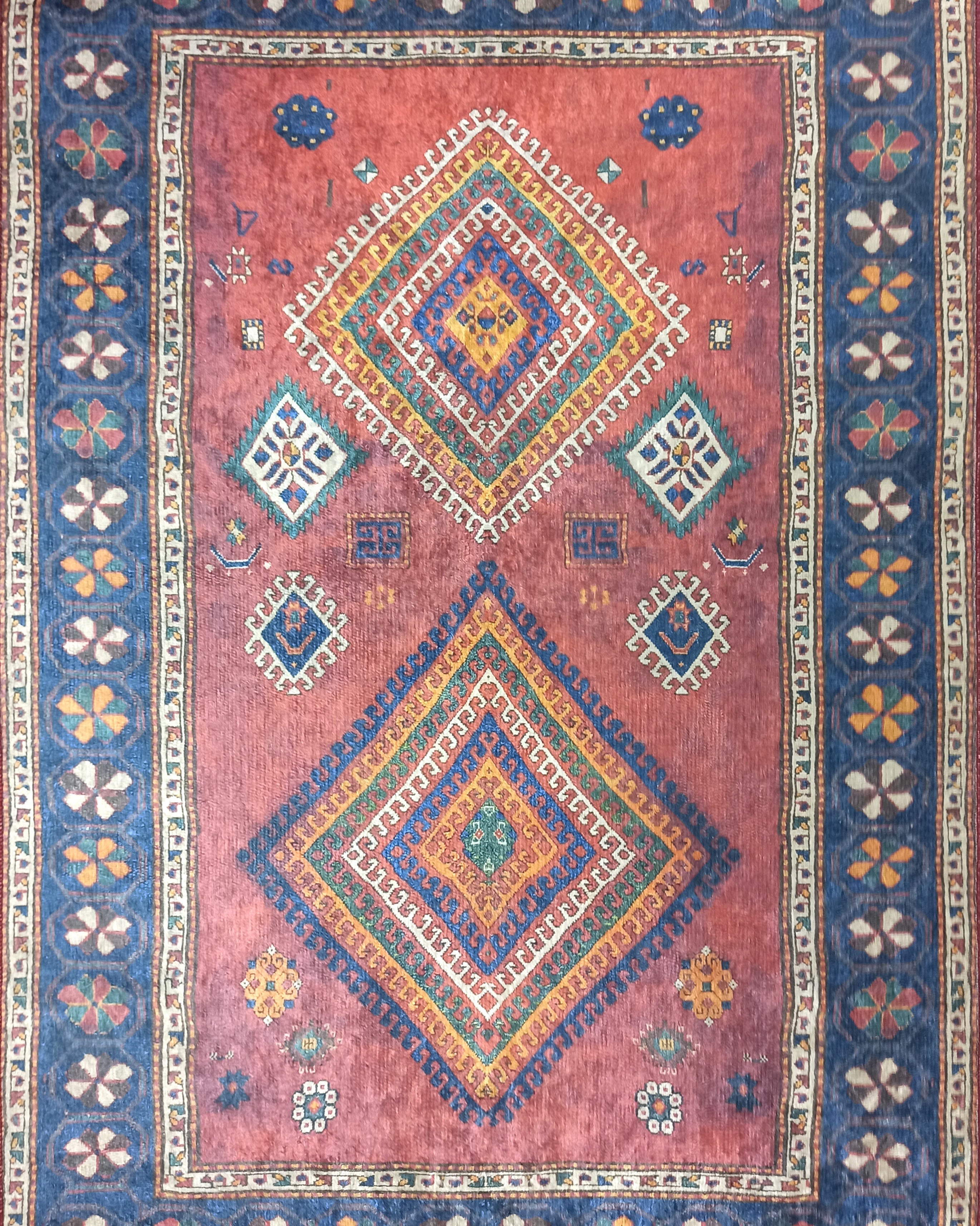 Persian Style Rug, Natural Ivory Colorful Geometry Rug