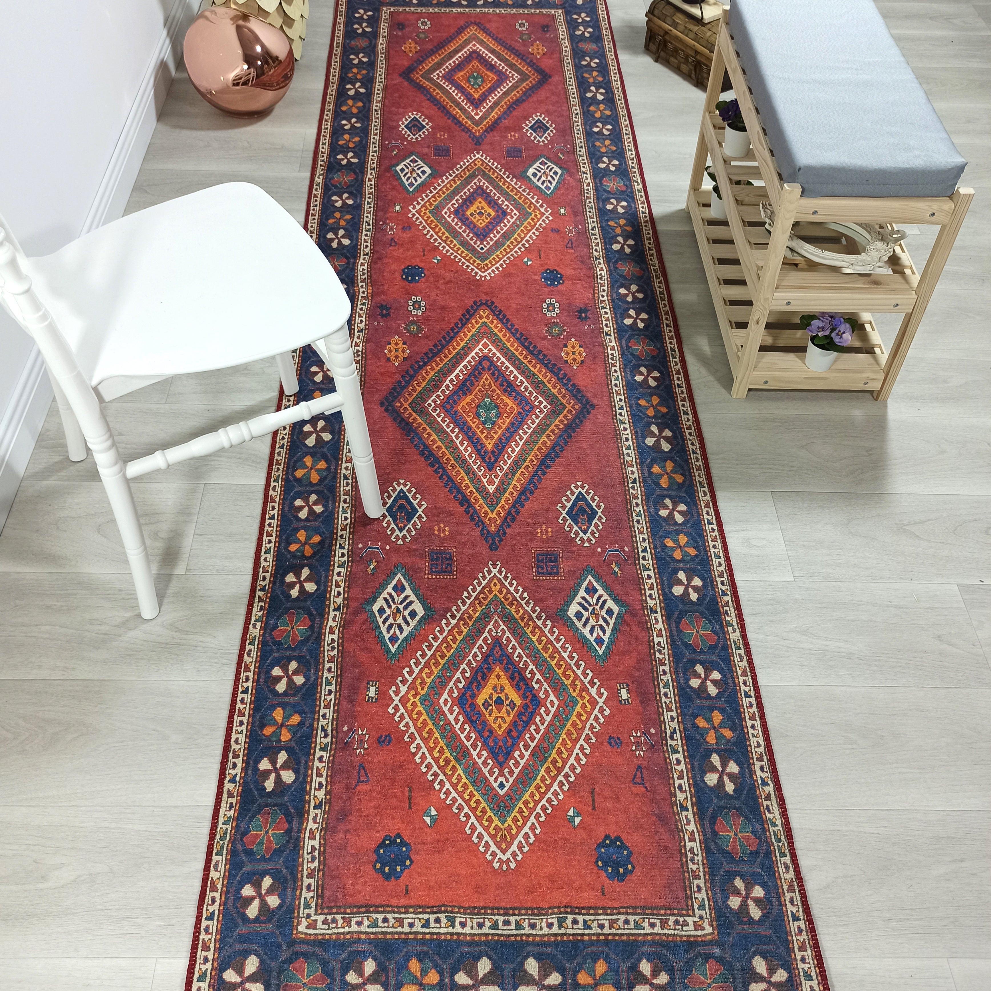 Persian Style Rug, Natural Ivory Colorful Geometry Rug