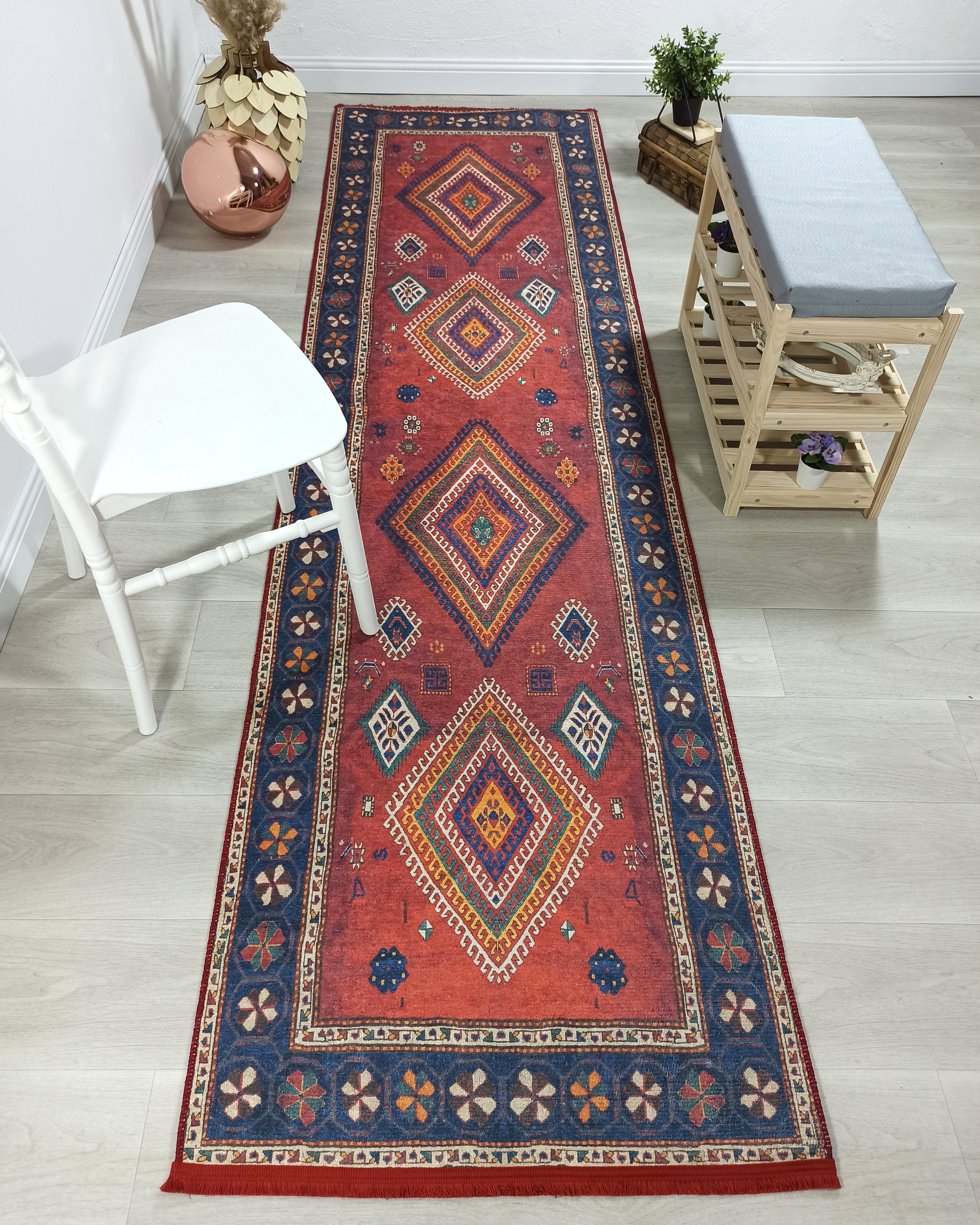 Persian Style Rug, Natural Ivory Colorful Geometry Rug