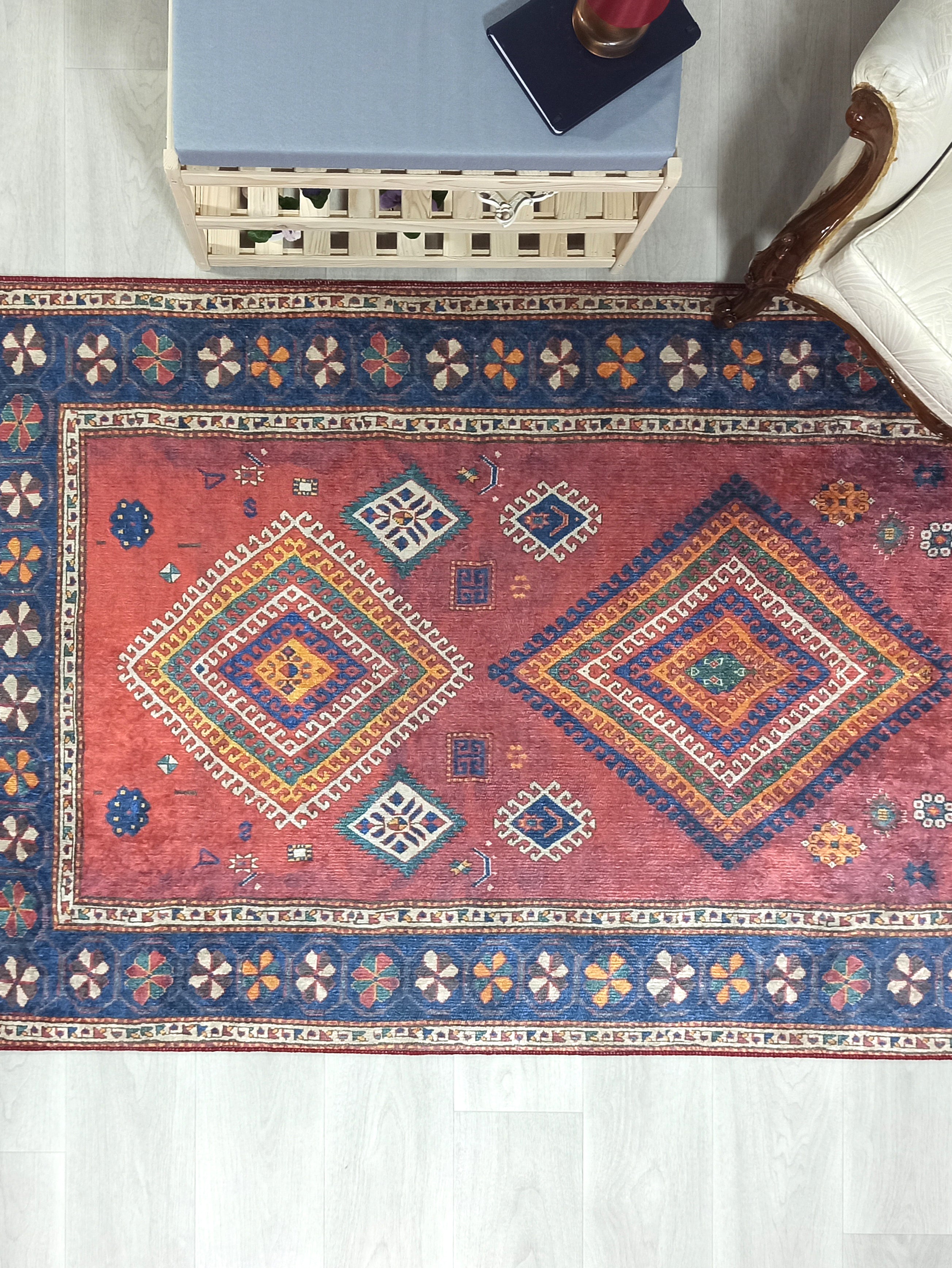 Persian Style Rug, Natural Ivory Colorful Geometry Rug