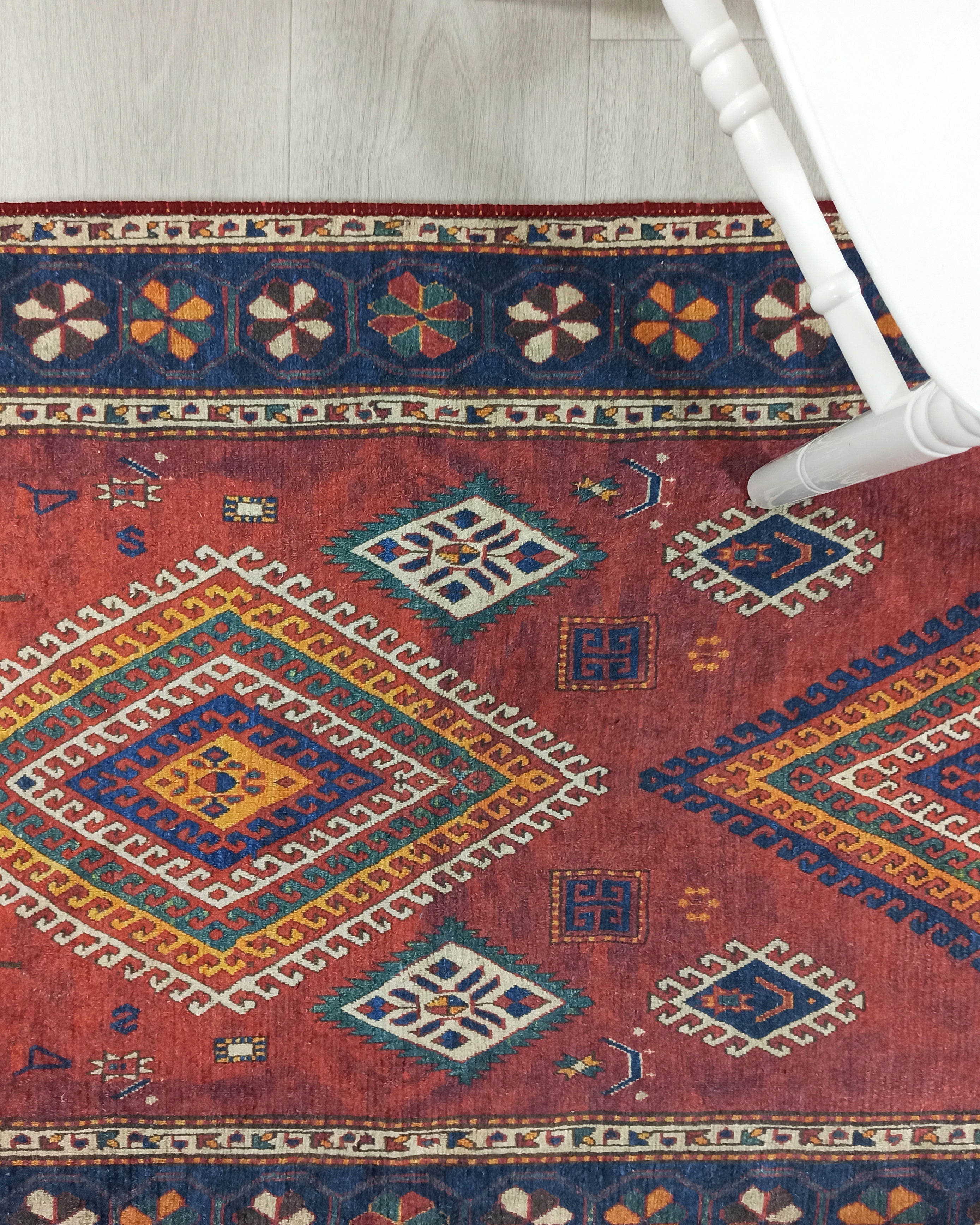 Persian Style Rug, Natural Ivory Colorful Geometry Rug