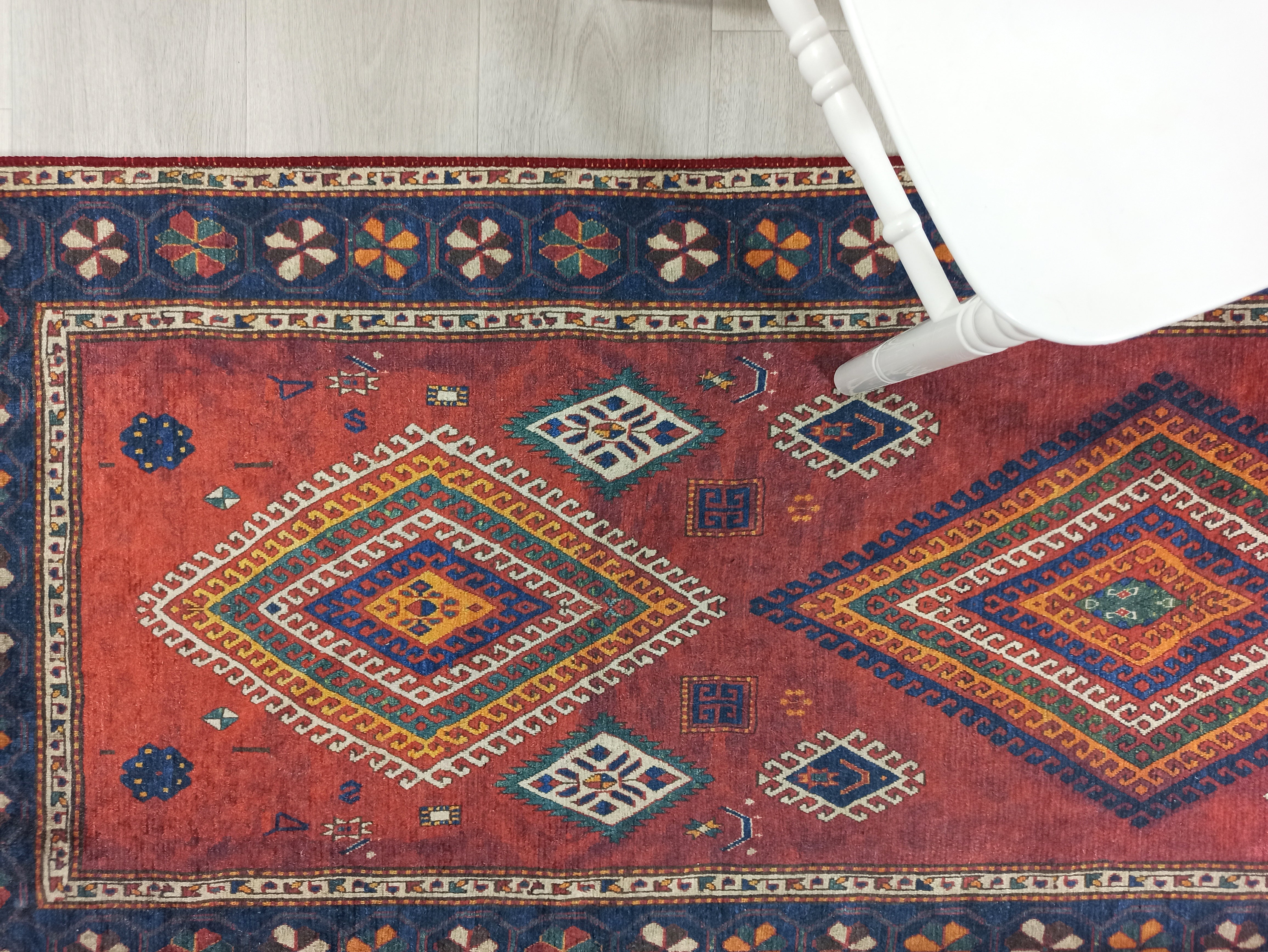 Persian Style Rug, Natural Ivory Colorful Geometry Rug