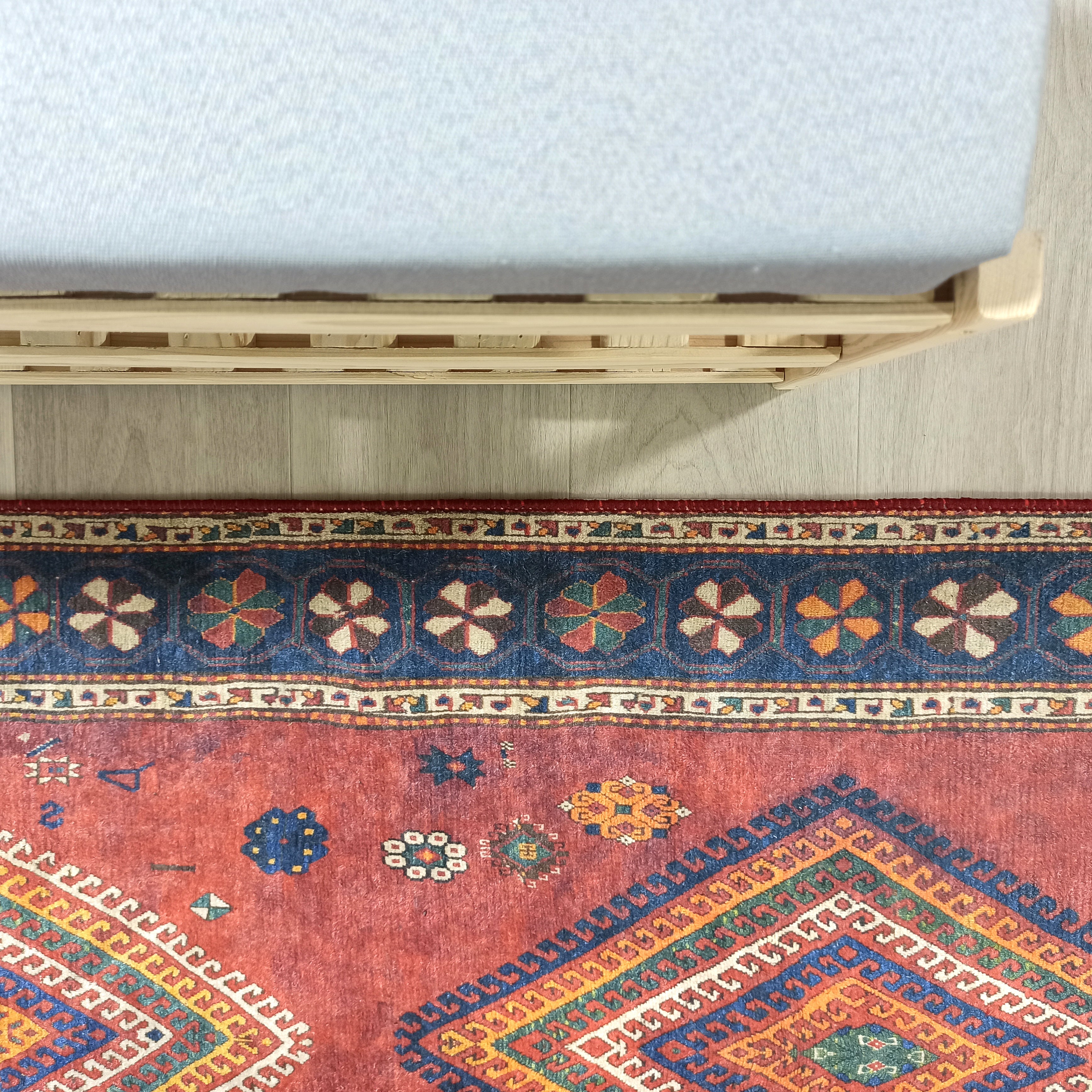 Persian Style Rug, Natural Ivory Colorful Geometry Rug