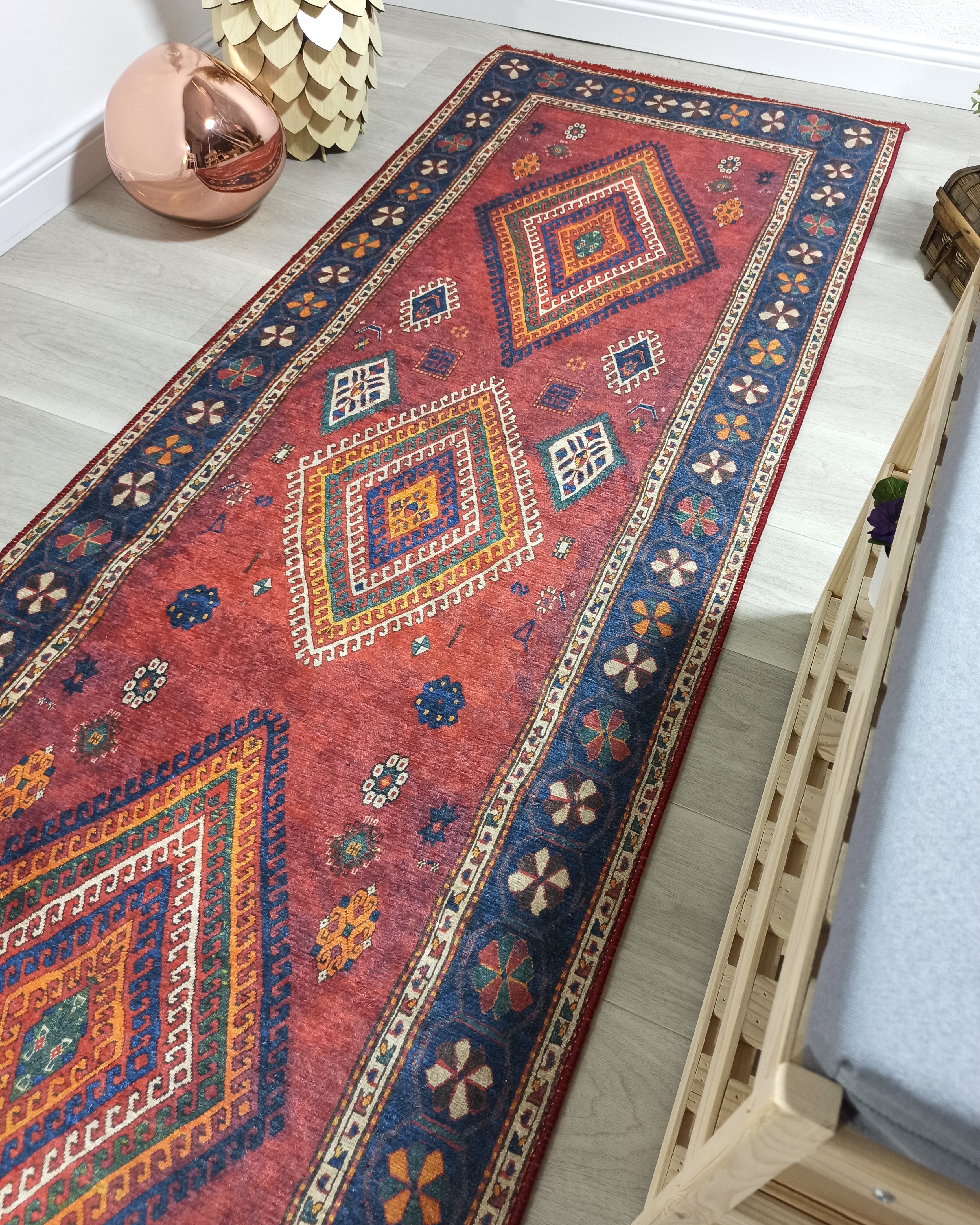Persian Style Rug, Natural Ivory Colorful Geometry Rug