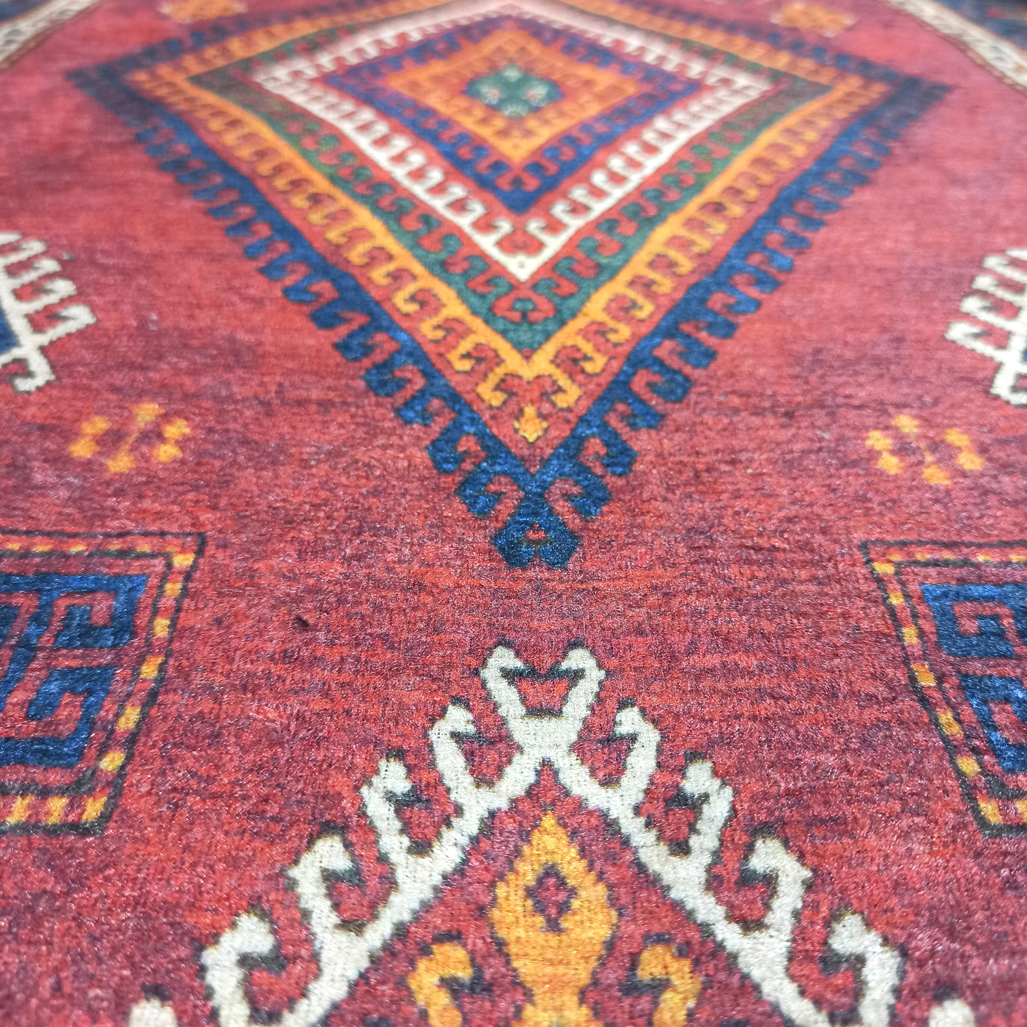 Persian Style Rug, Natural Ivory Colorful Geometry Rug